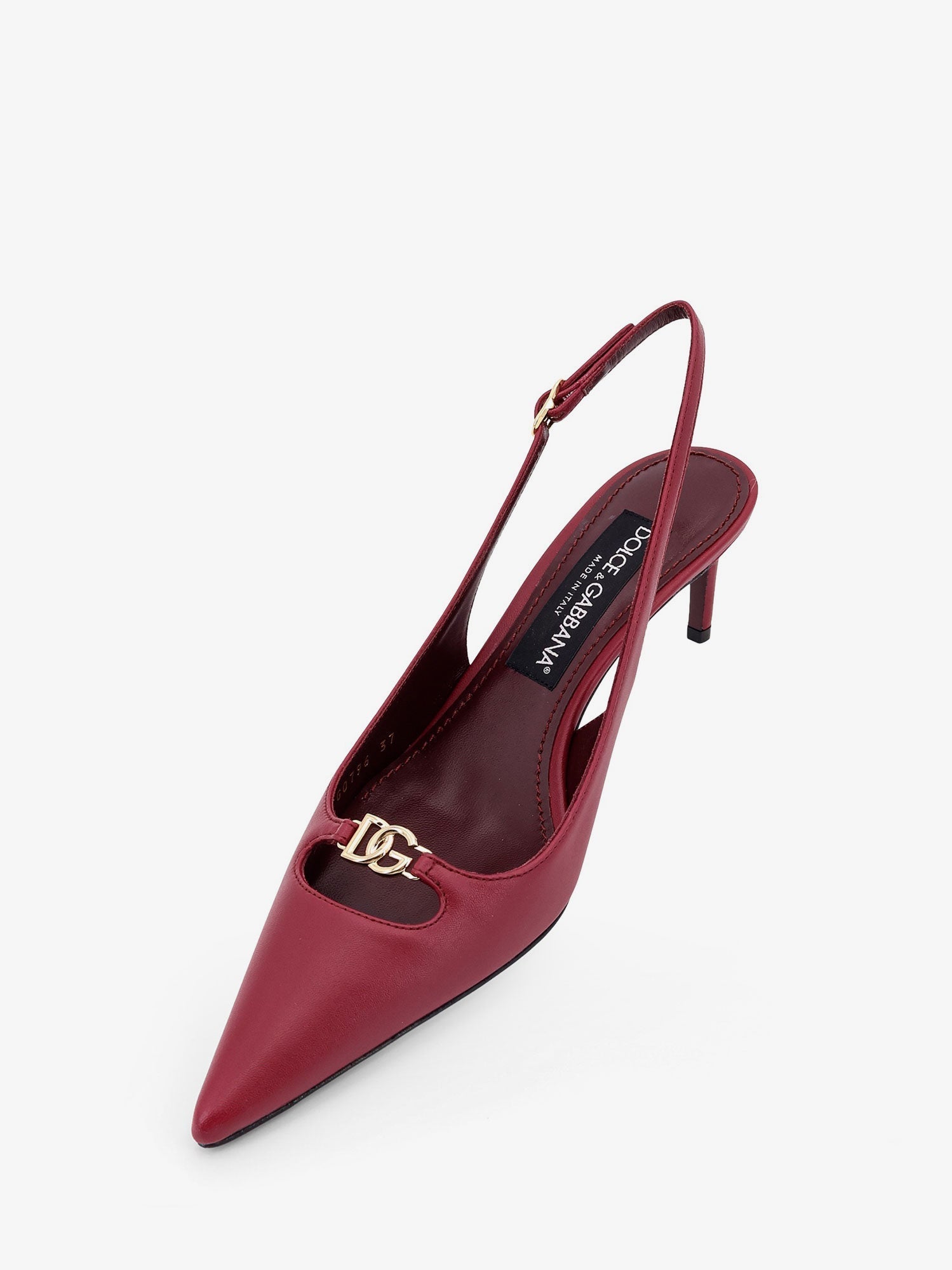 Dolce & Gabbana Women Leather Decollete Slingback With Metal Logo