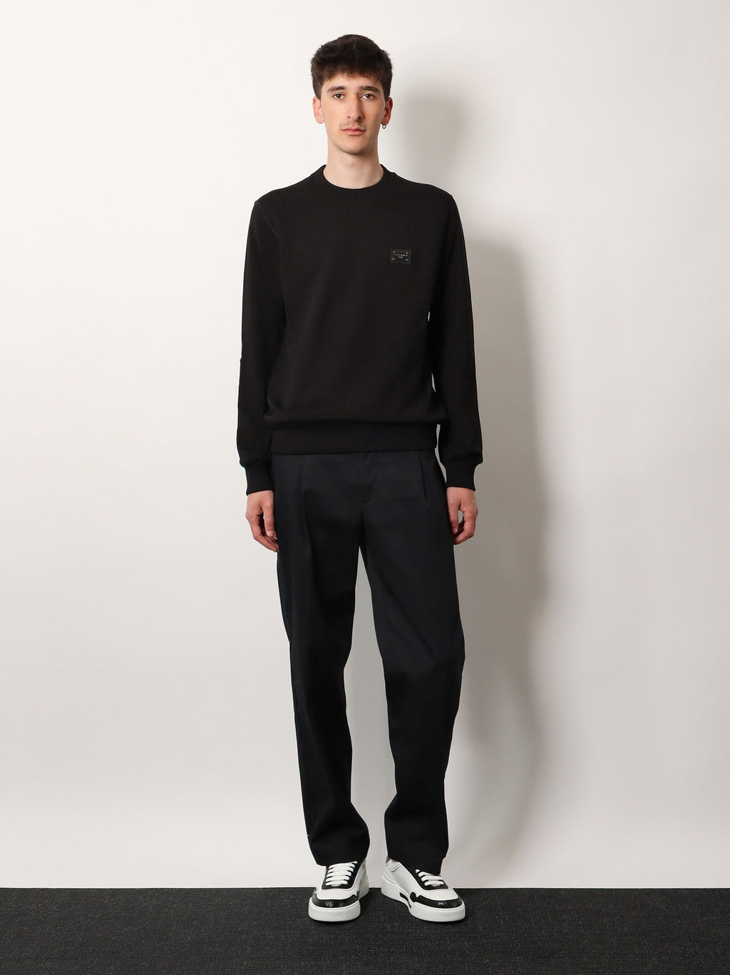 Dolce & Gabbana Men Cotton Sweatshirt With Logo Patch