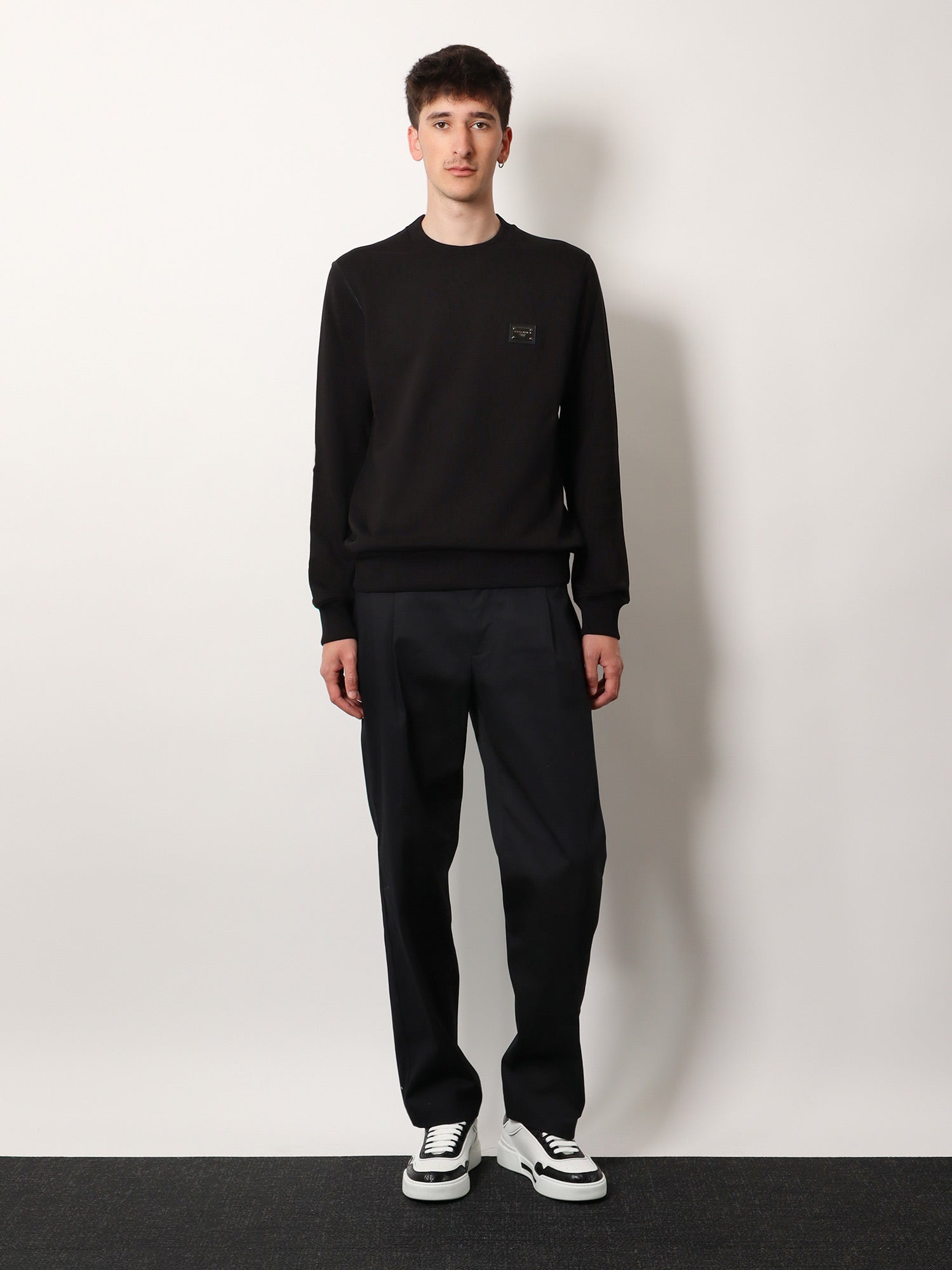 Dolce & Gabbana Men Cotton Sweatshirt With Logo Patch