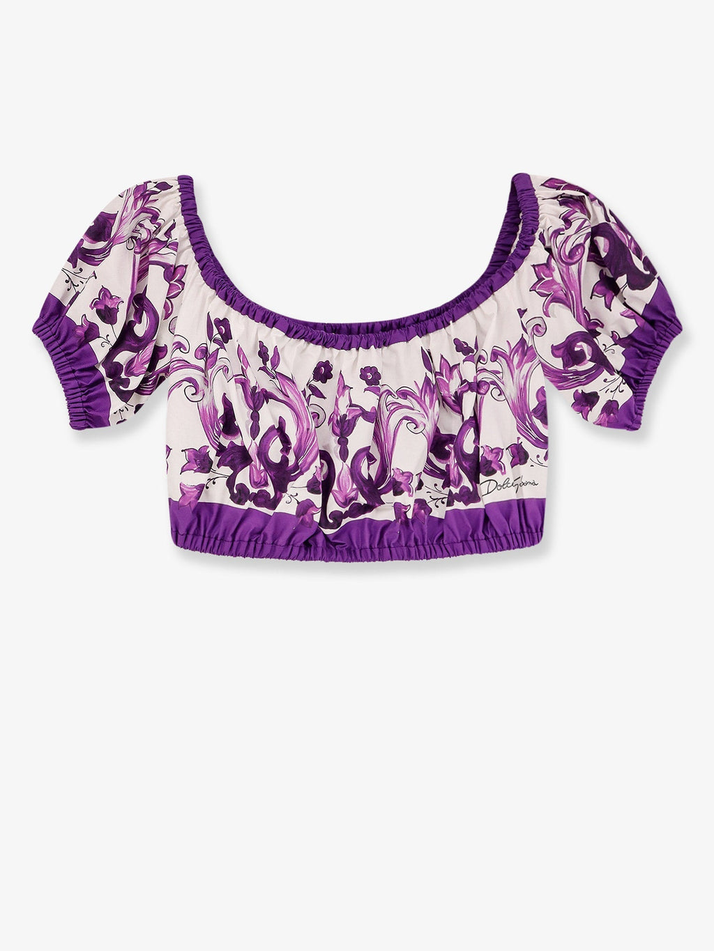 Dolce & Gabbana Women Cotton Top With Maiolica Print
