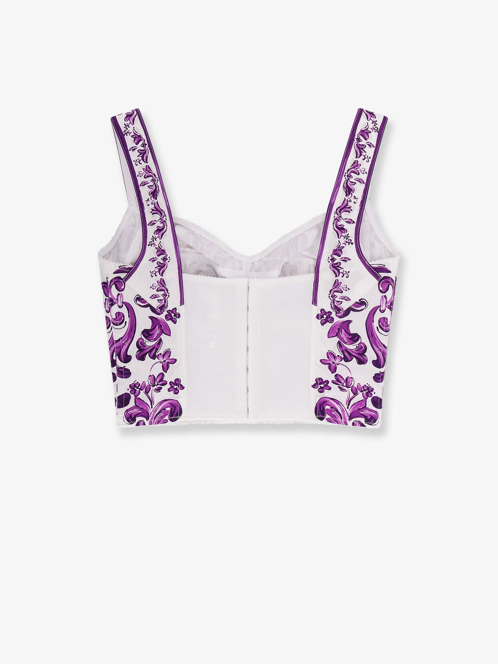 Dolce & Gabbana Women Cotton Blend Bustier Top With Maiolica Print