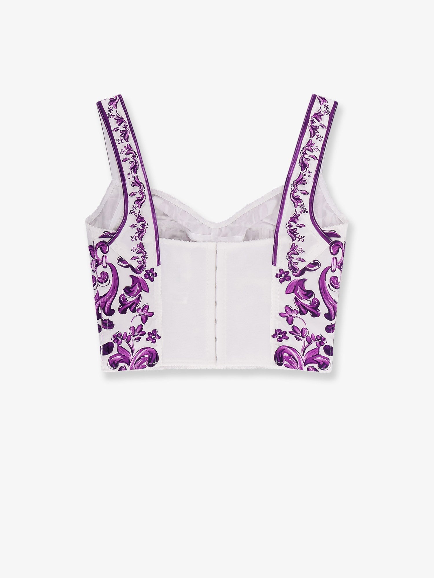Dolce & Gabbana Women Cotton Blend Bustier Top With Maiolica Print