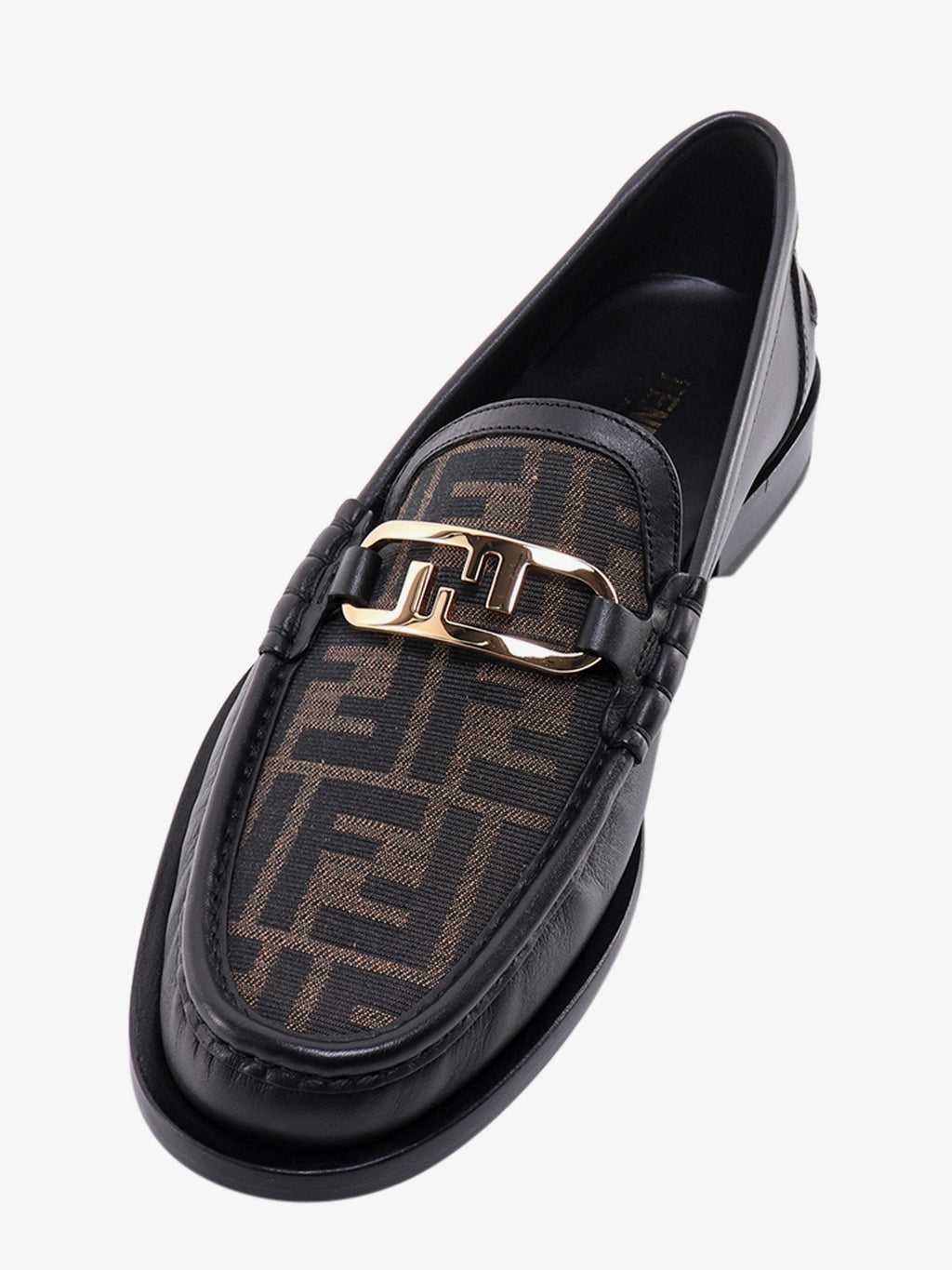 Fendi Men Fendi O' Lock Leather Loafer With Ff Insert