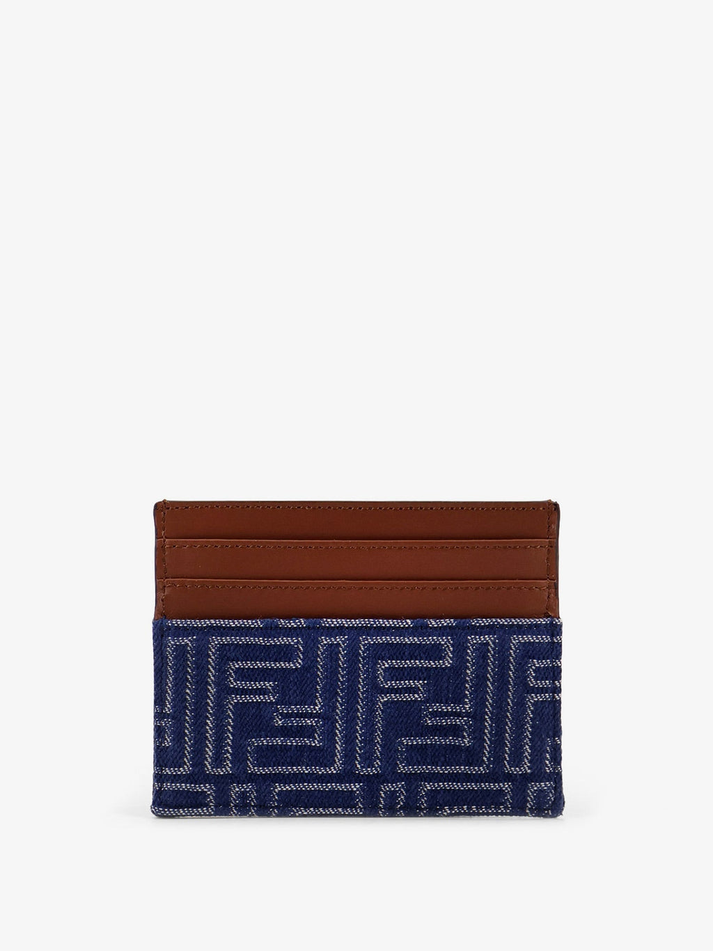 Fendi Men Jacquard Ff Fabric Cardholder With Denim Effect