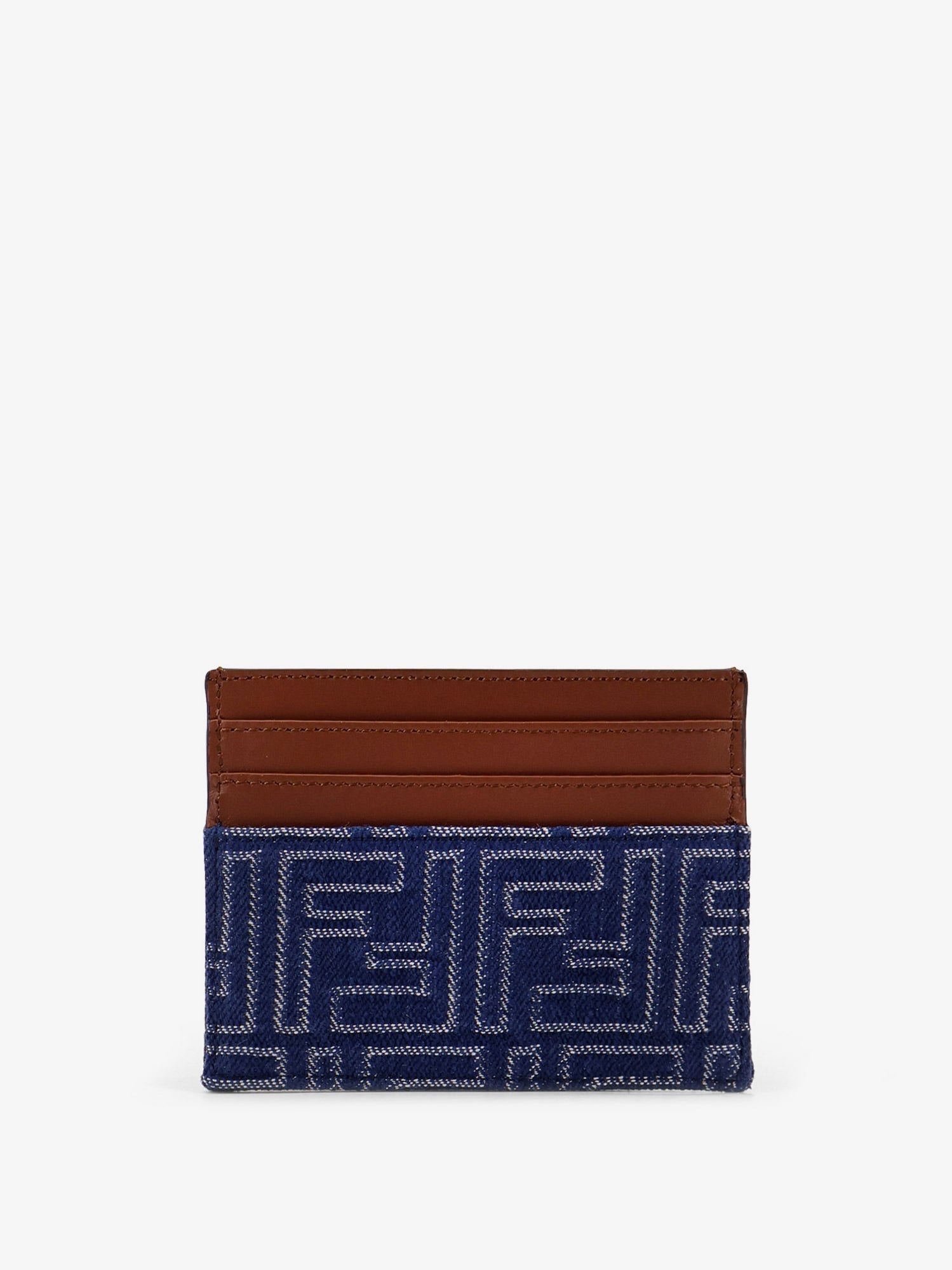 Fendi Men Jacquard Ff Fabric Cardholder With Denim Effect