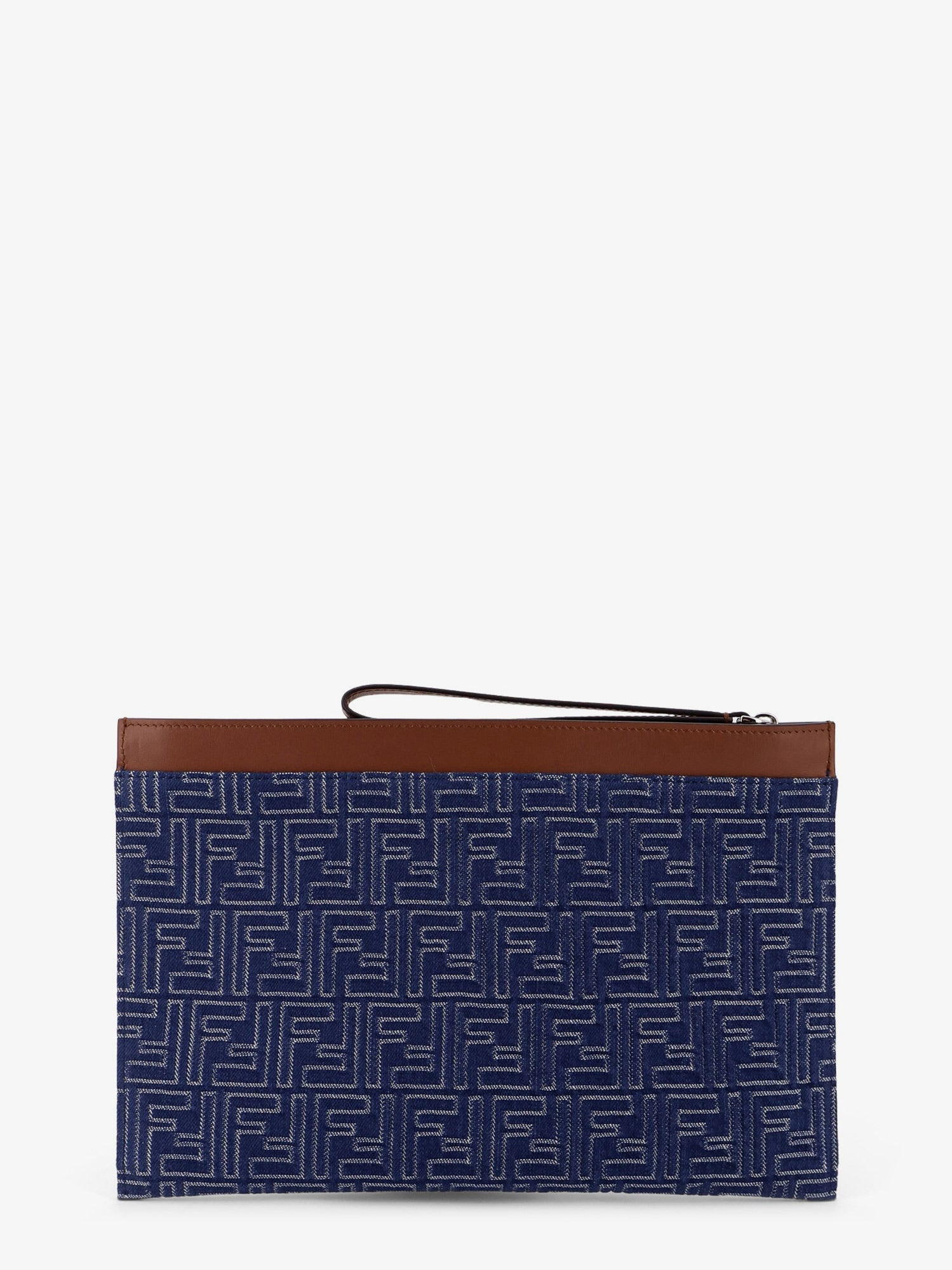 Fendi Men Ff Jacquard Denim Clutch