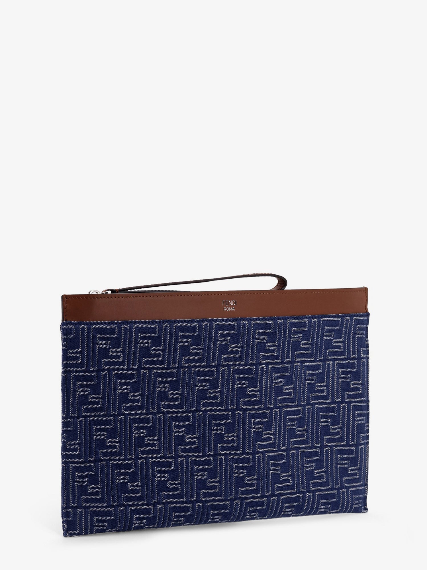 Fendi Men Ff Jacquard Denim Clutch