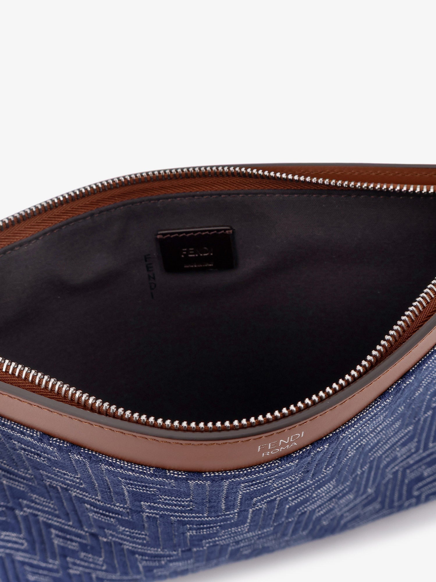Fendi Men Ff Jacquard Denim Clutch