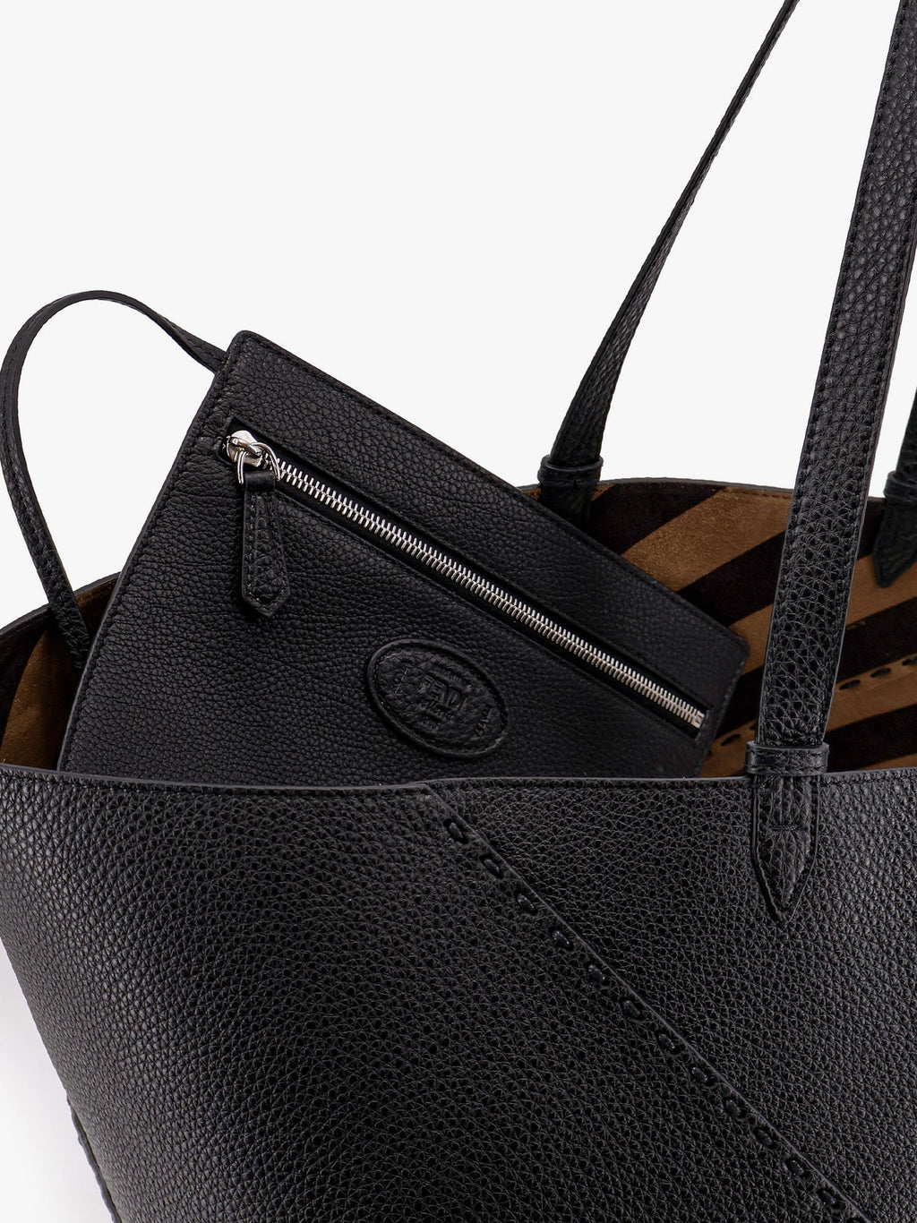 Fendi Men Diagonal Selleria Large Leather Shopping Bag