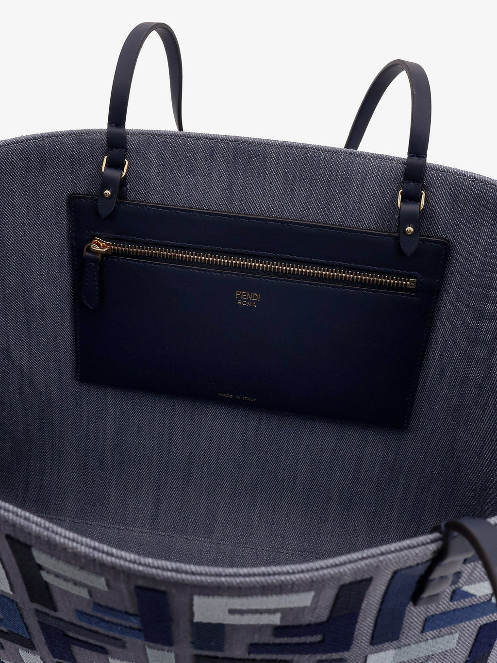 Fendi Women Roll Large Jacquard Ff Fabric Tote Bag