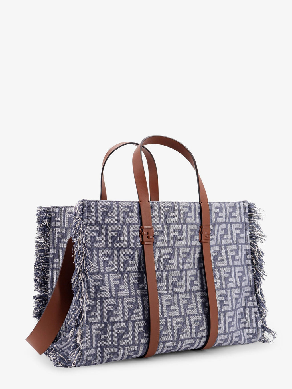 Fendi Women Summer Tote Ff Jacquard Fabric Shoulder Bag With Fringes