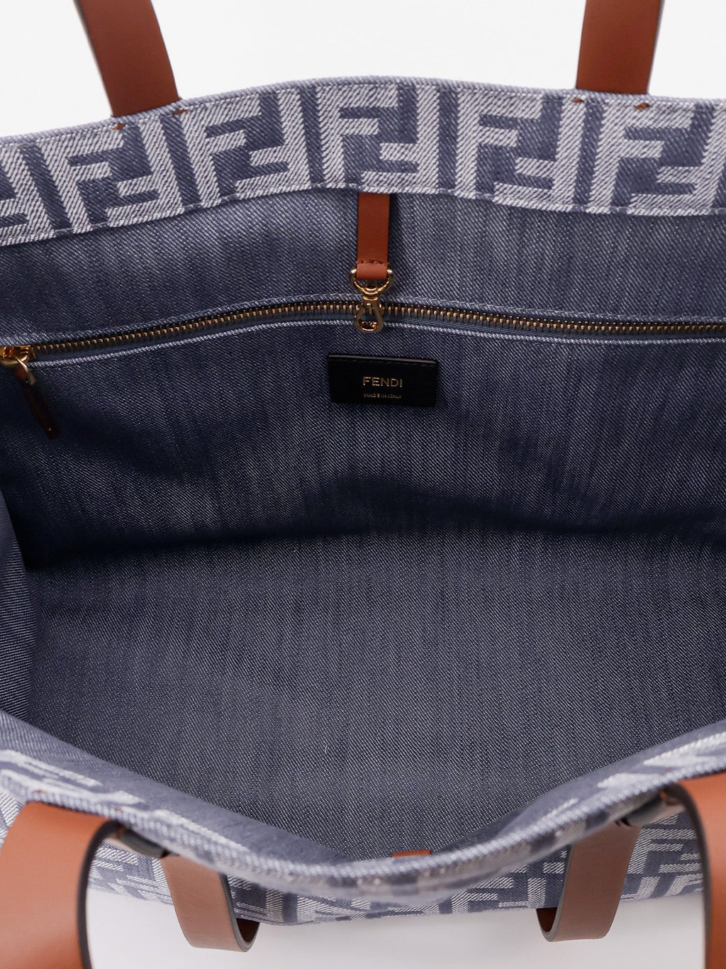 Fendi Women Summer Tote Ff Jacquard Fabric Shoulder Bag With Fringes