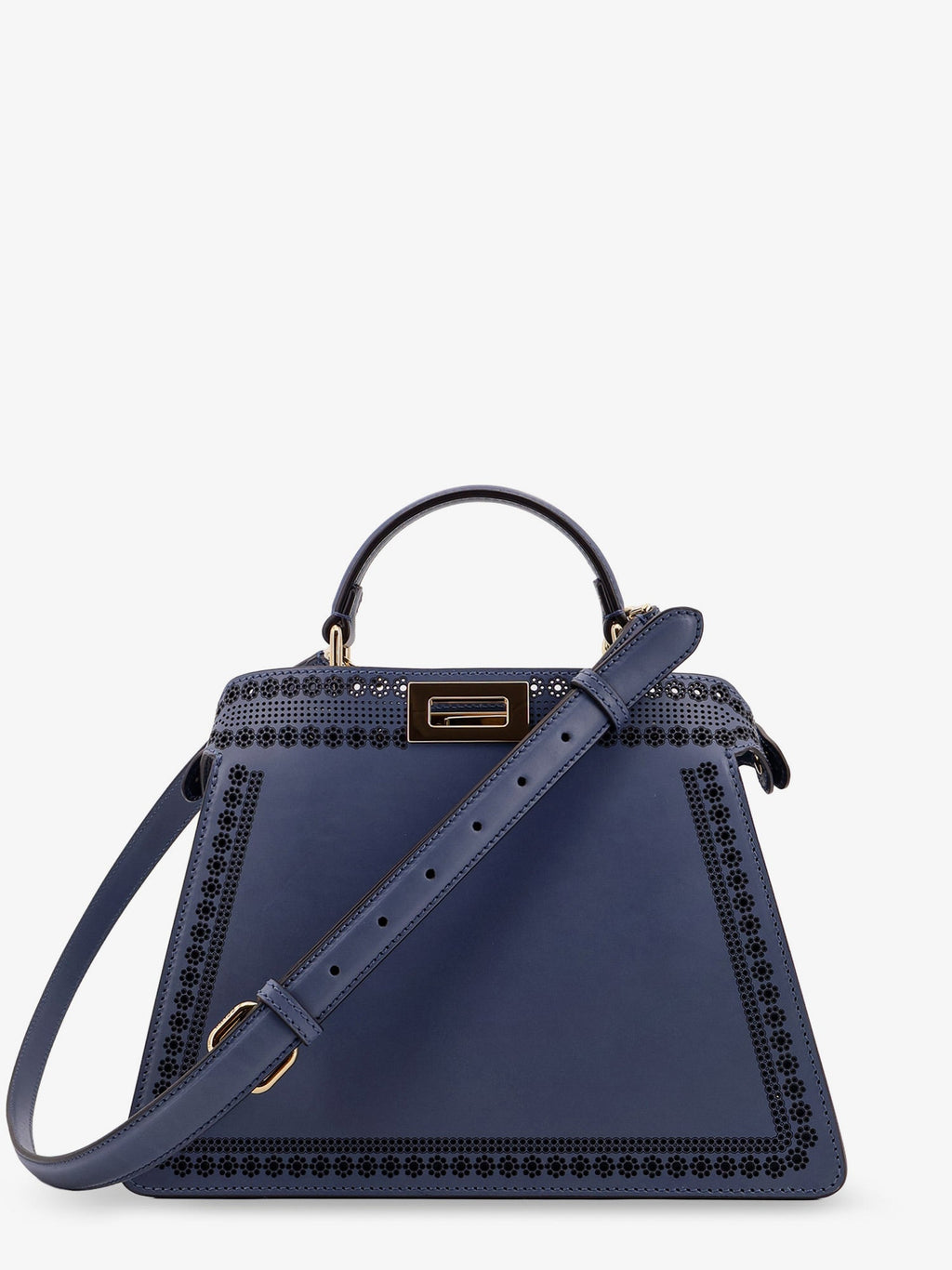 Fendi Women Peekaboo Iseeu Small Leather Shoulder Bag With Laser-Cut Coral Bandana Motif