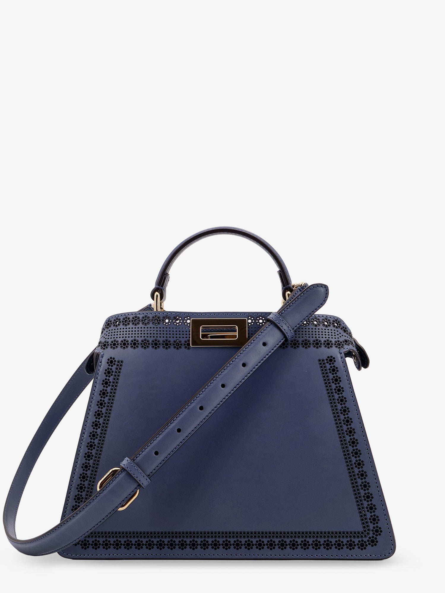 Fendi Women Peekaboo Iseeu Small Leather Shoulder Bag With Laser-Cut Coral Bandana Motif