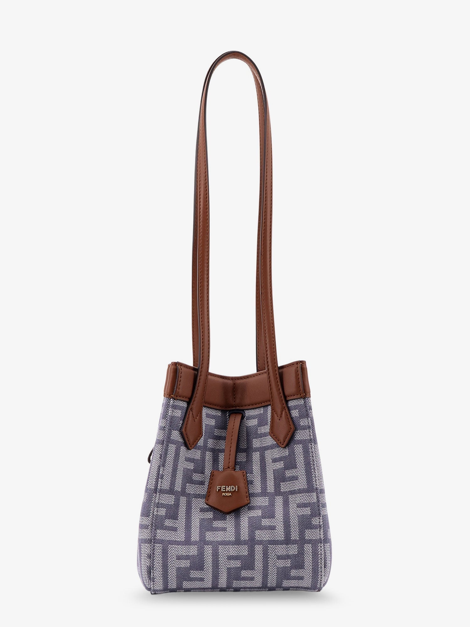 Fendi Women Origami Mini Ff Jacquard Fabric And Leather Shoulder Bag