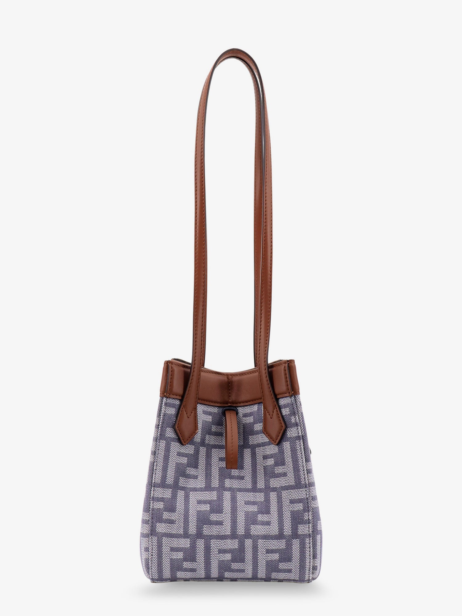 Fendi Women Origami Mini Ff Jacquard Fabric And Leather Shoulder Bag