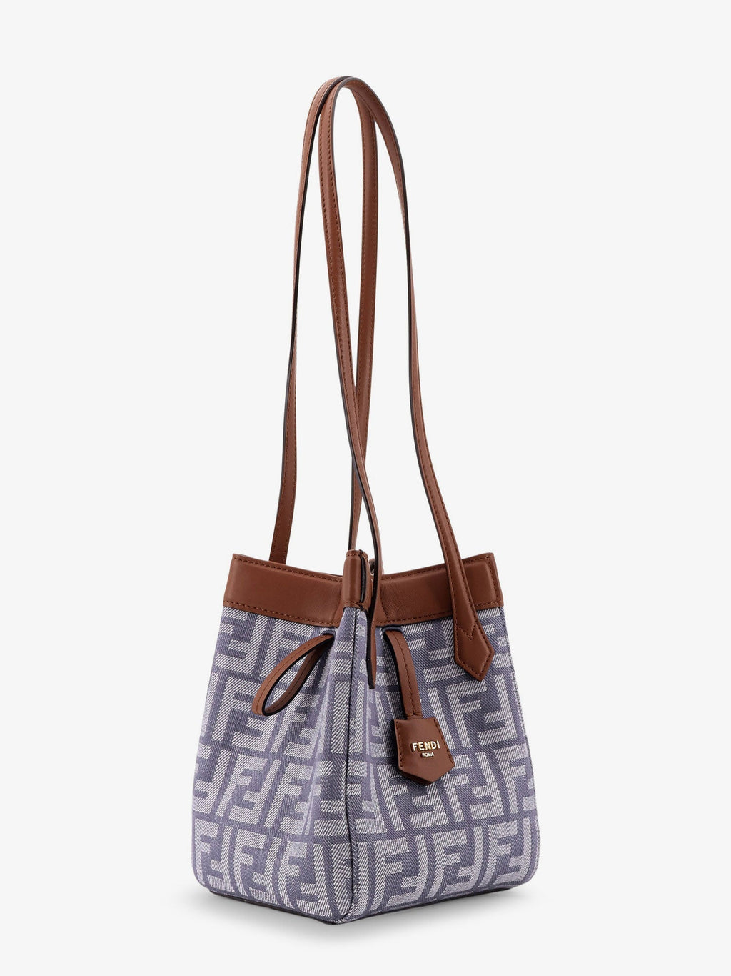 Fendi Women Origami Mini Ff Jacquard Fabric And Leather Shoulder Bag