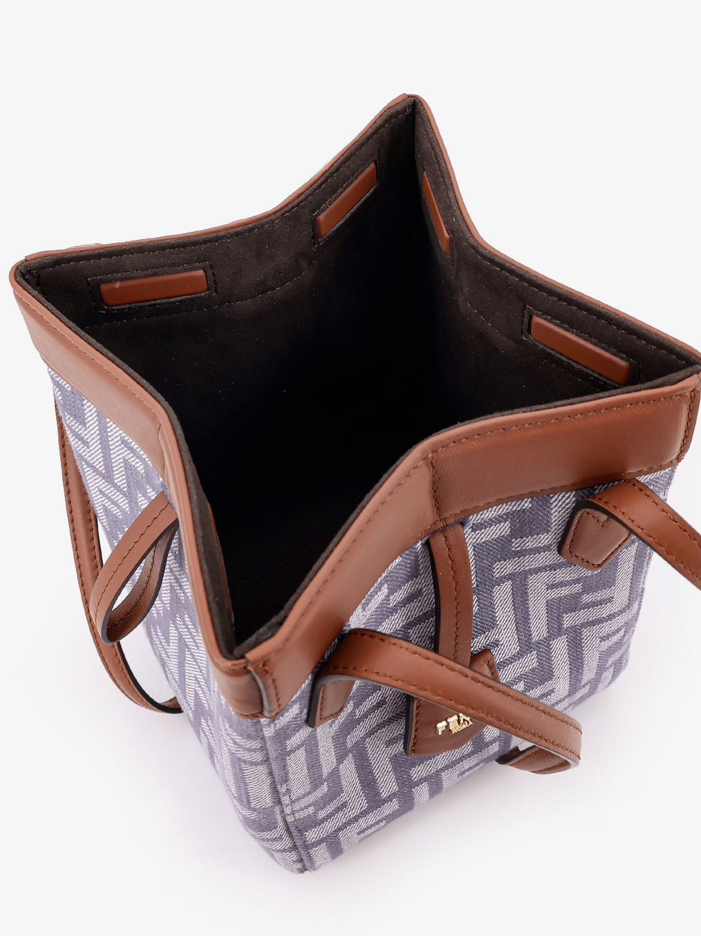 Fendi Women Origami Mini Ff Jacquard Fabric And Leather Shoulder Bag