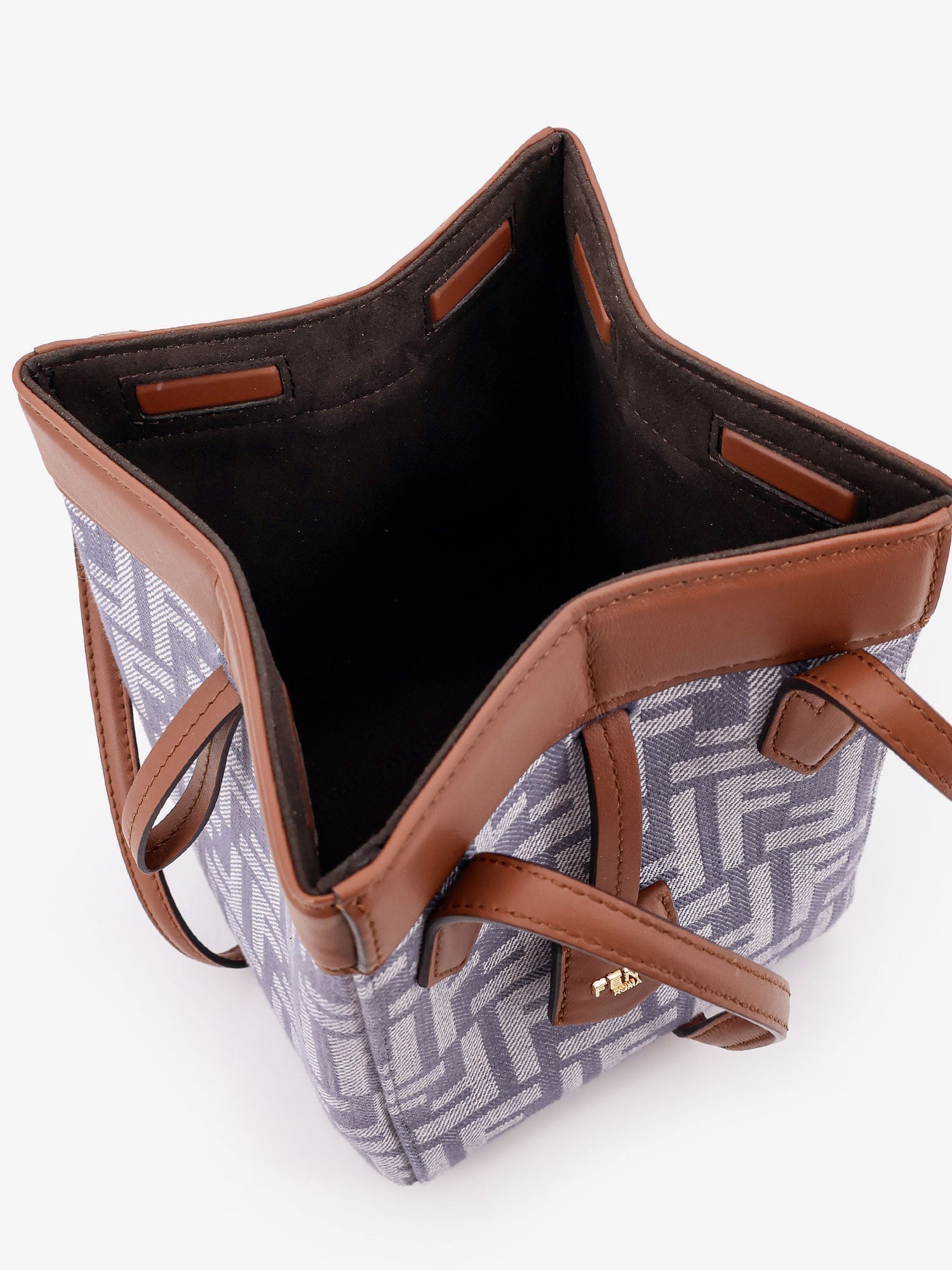 Fendi Women Origami Mini Ff Jacquard Fabric And Leather Shoulder Bag