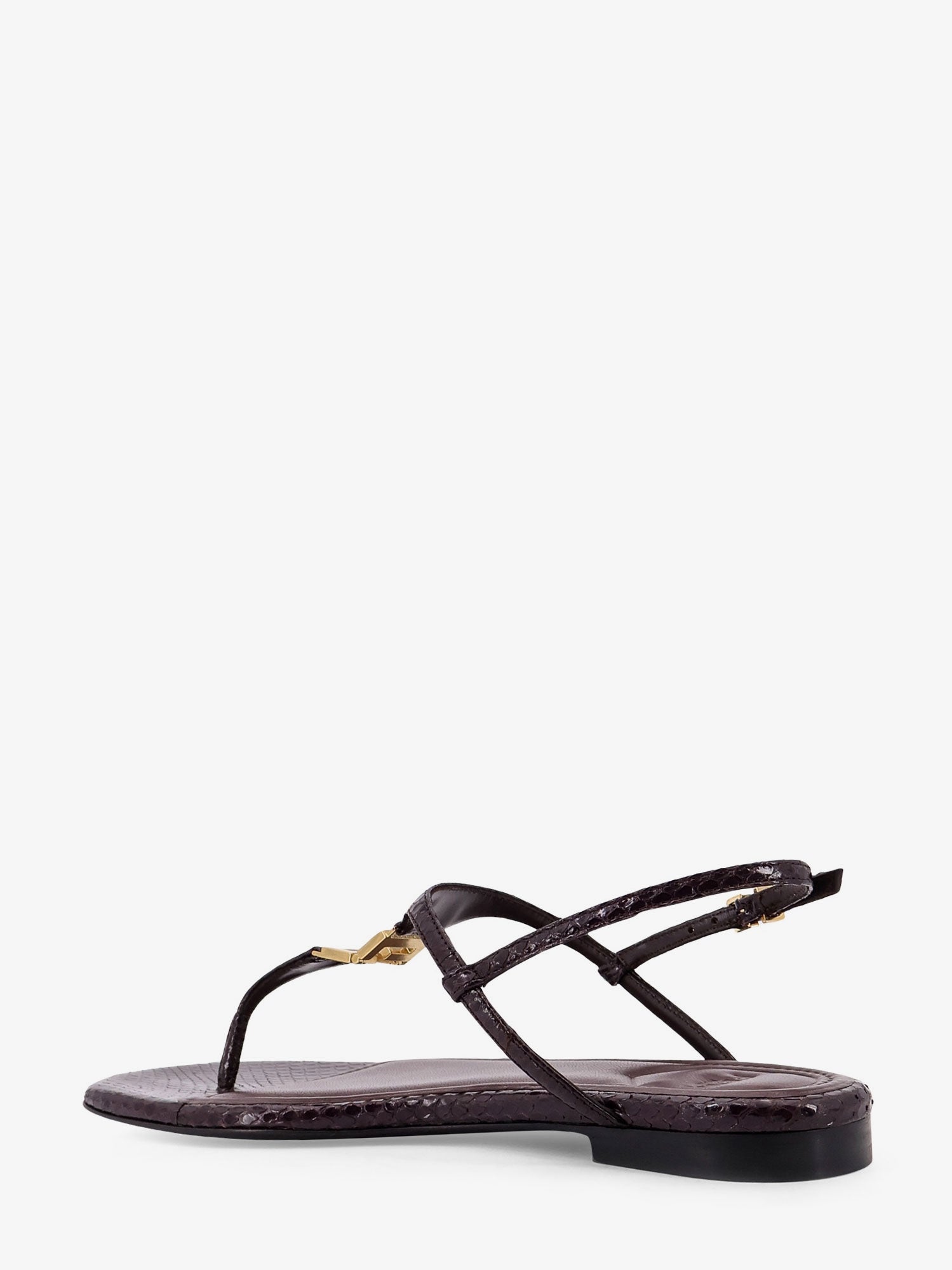 Fendi Women Fold Leather Sandals With Reptile Effect