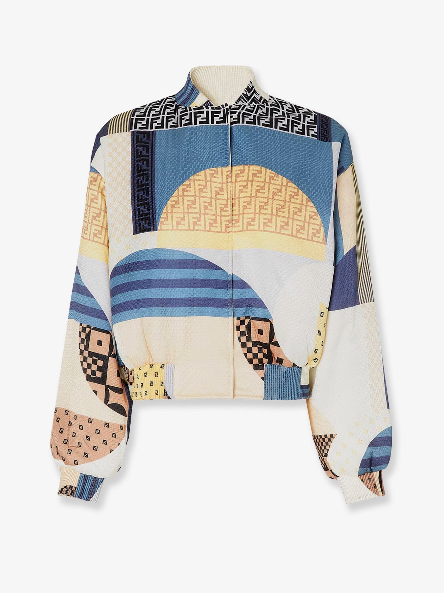 Fendi Women Reversible Patchwork Silk Bomber