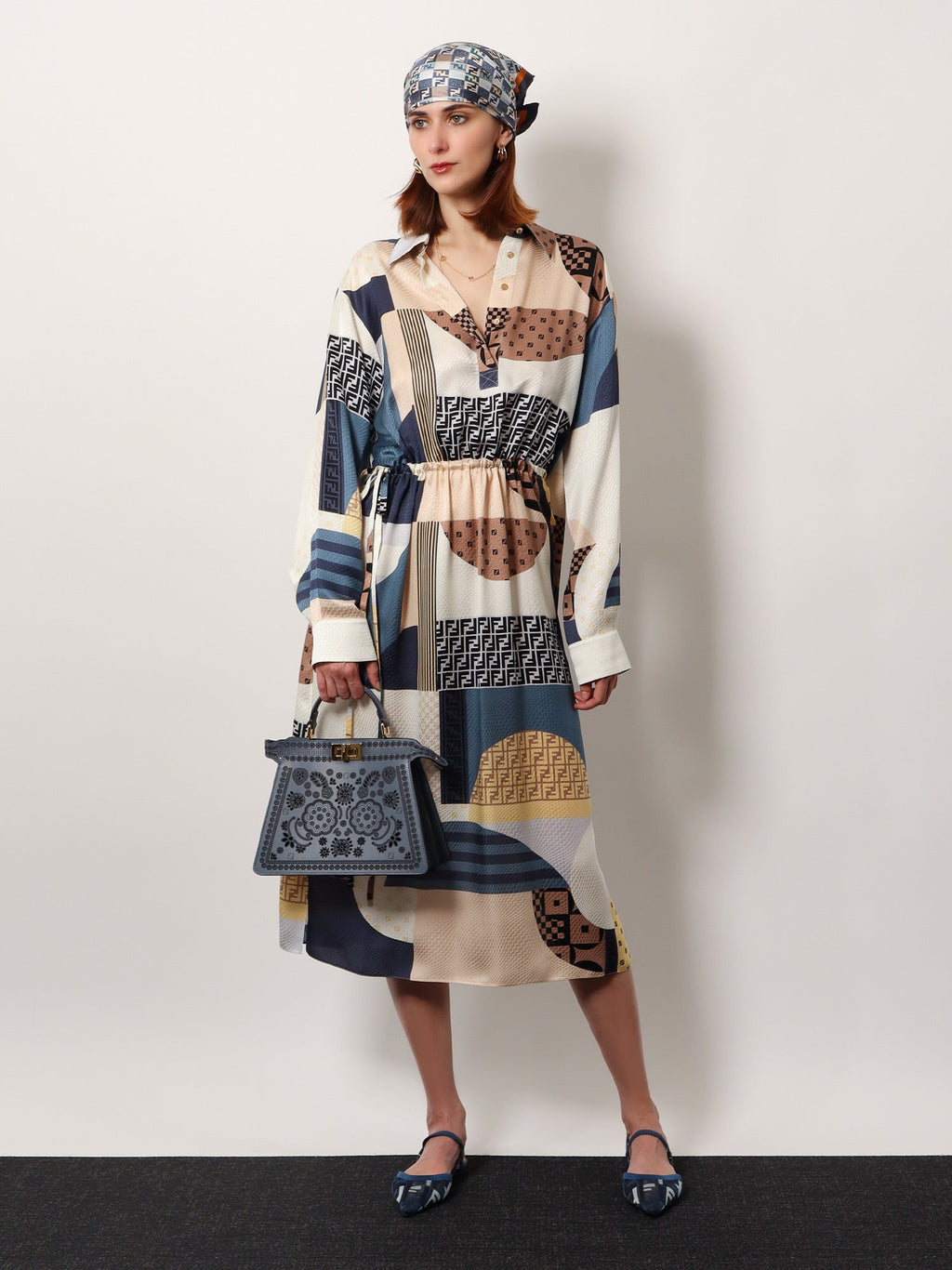 Fendi Women Silk Foulard With All-Over Ff Logo