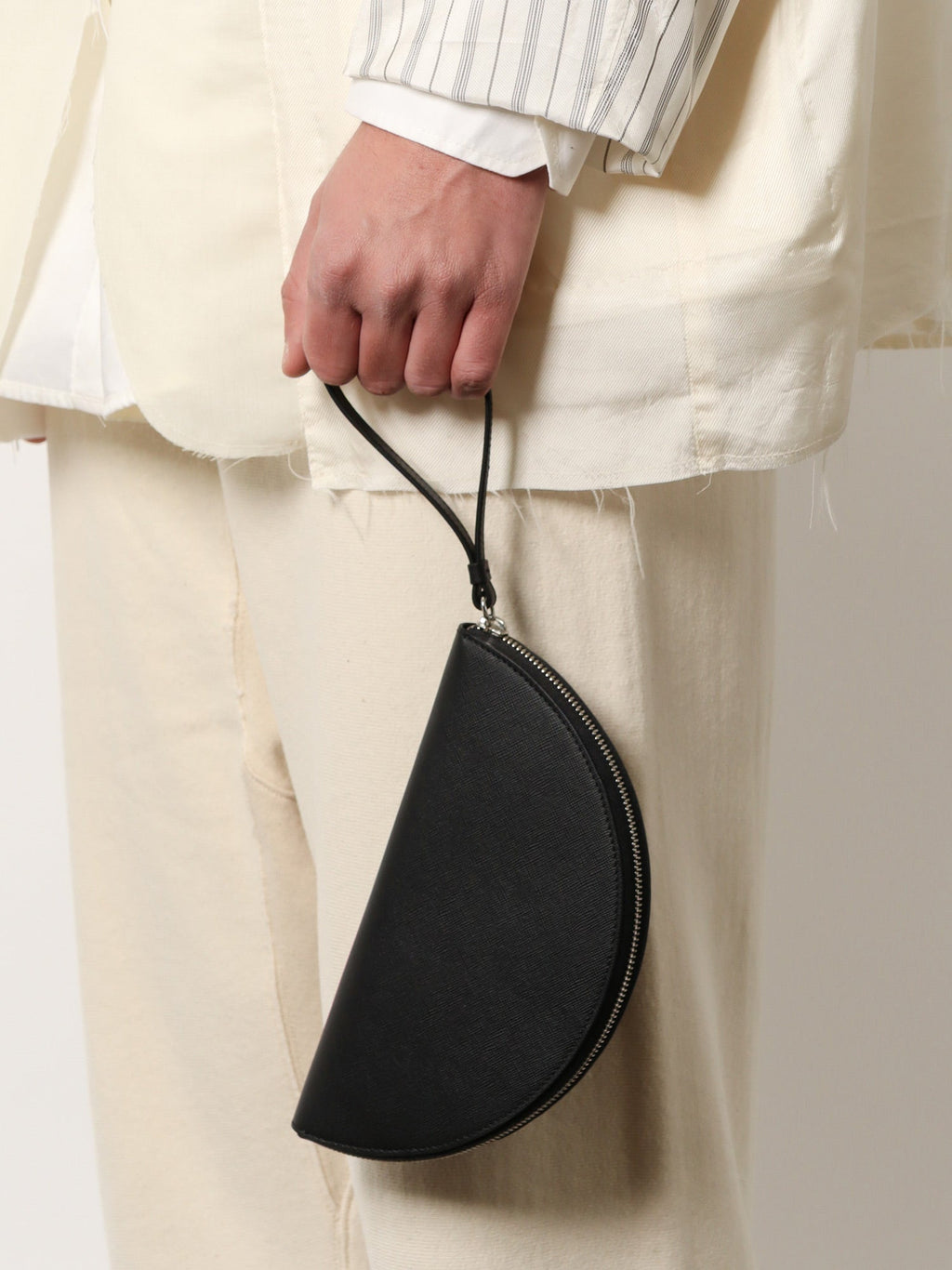 Maison Margiela Men Leather Pochette With Iconic Four Stitched Detail