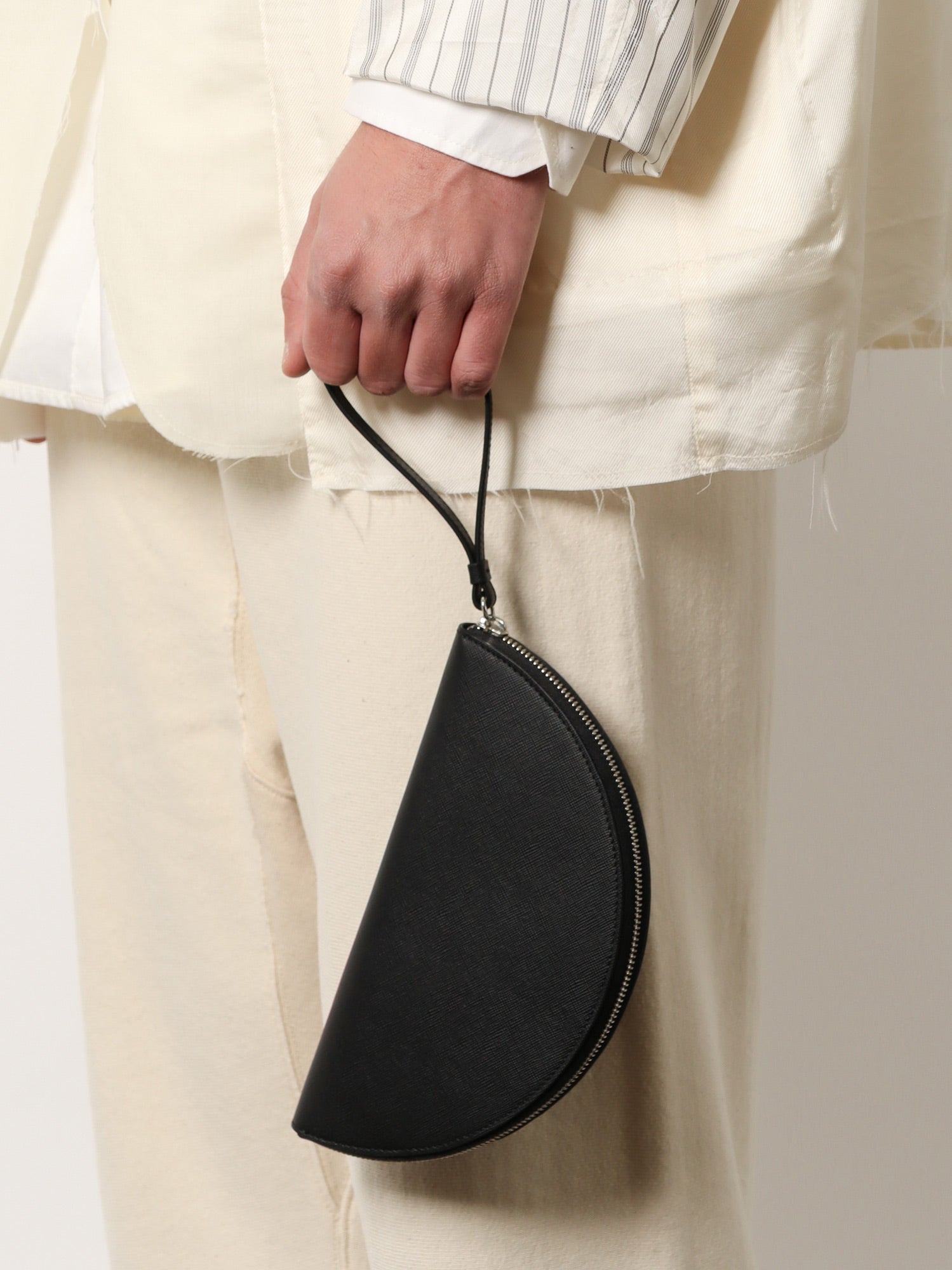 Maison Margiela Men Leather Pochette With Iconic Four Stitched Detail