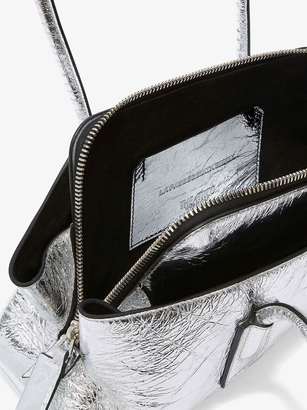 The Attico Women La Passeggiata Small Laminated Leather Shoulder Bag