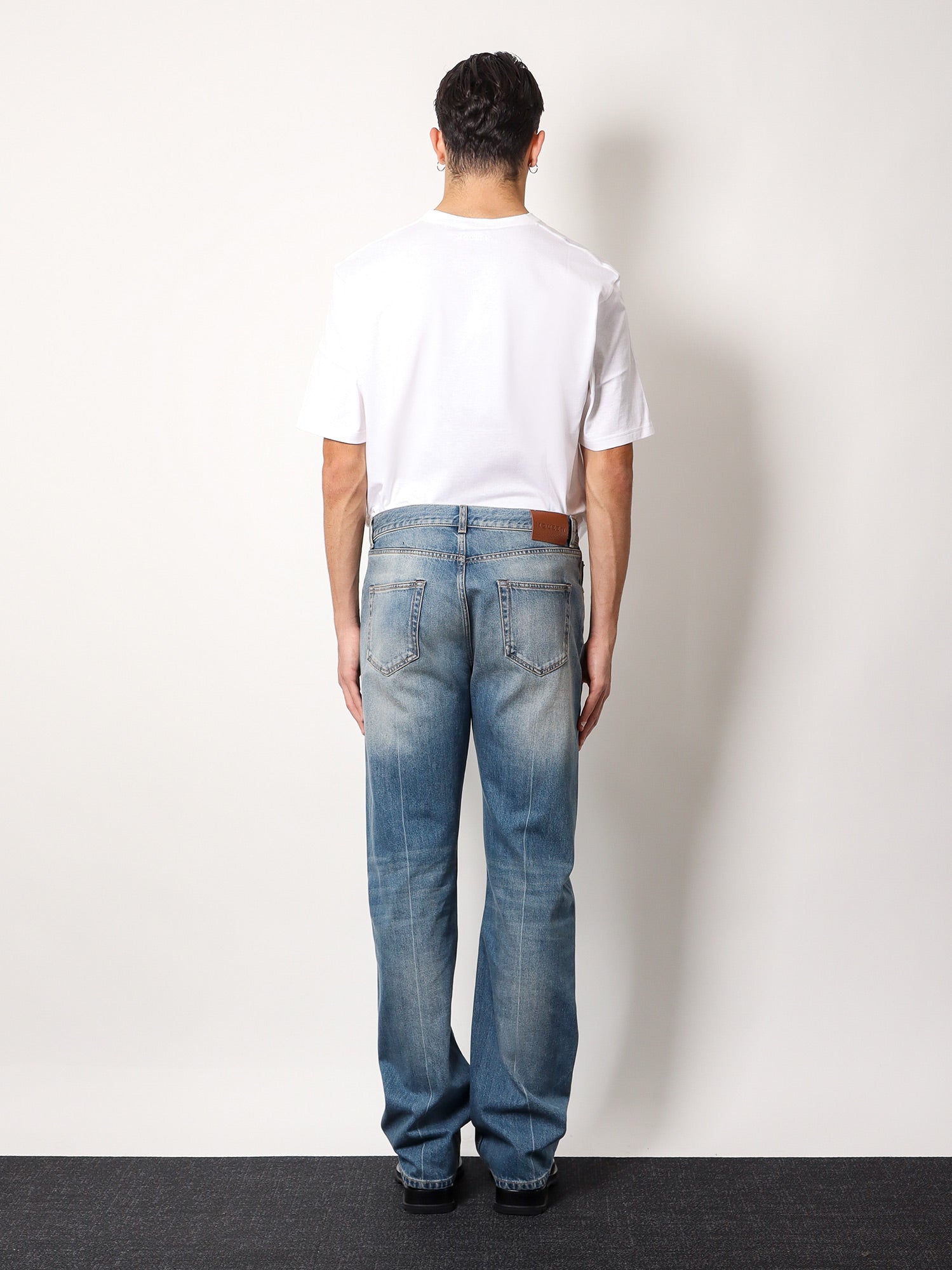 Alexander Mcqueen Men Washed Blue Straight Leg Jeans