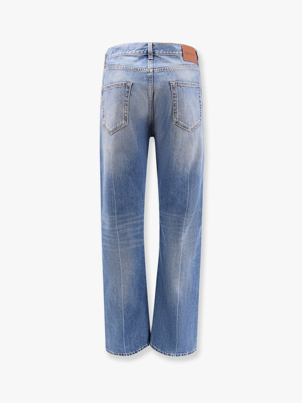 Alexander Mcqueen Men Washed Blue Straight Leg Jeans