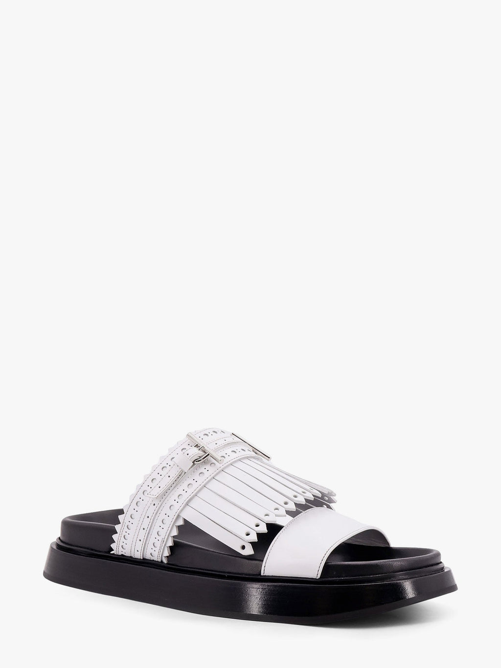 Alexander Mcqueen Women Leather Sandals With Leather Fringe