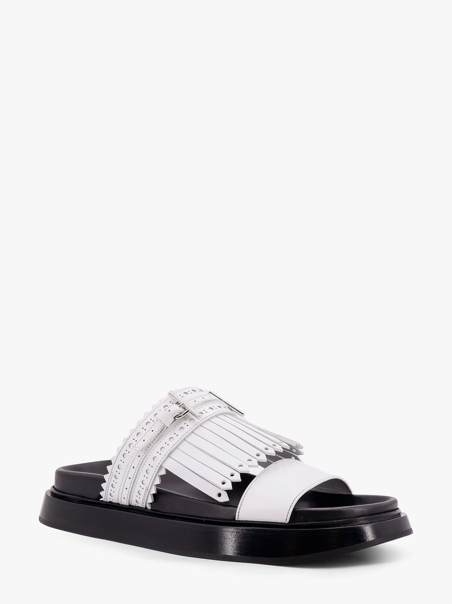 Alexander Mcqueen Women Leather Sandals With Leather Fringe