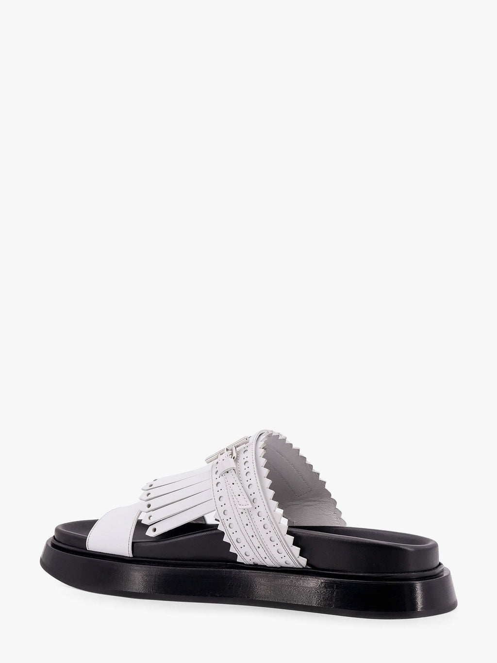 Alexander Mcqueen Women Leather Sandals With Leather Fringe