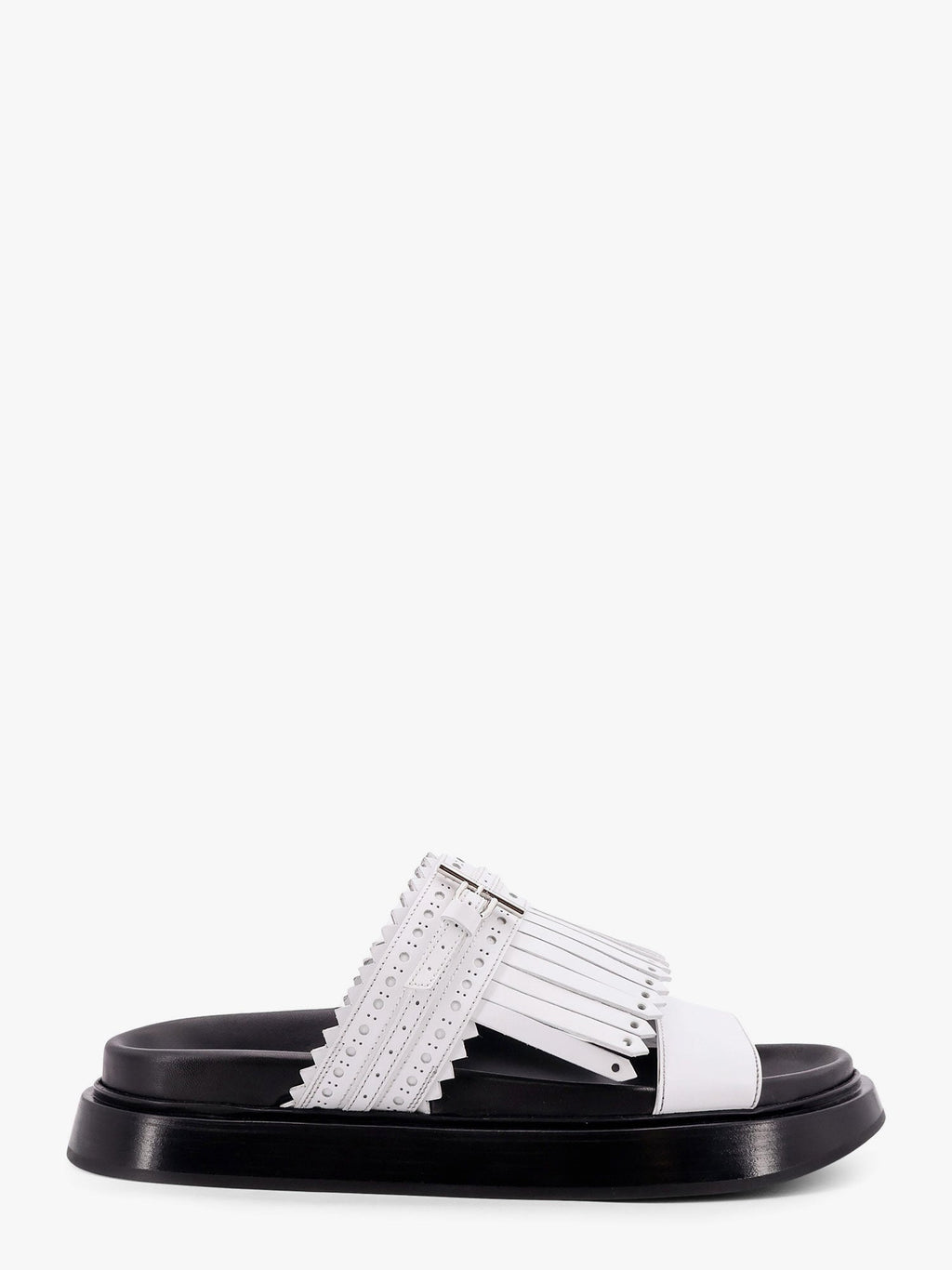 Alexander Mcqueen Women Leather Sandals With Leather Fringe