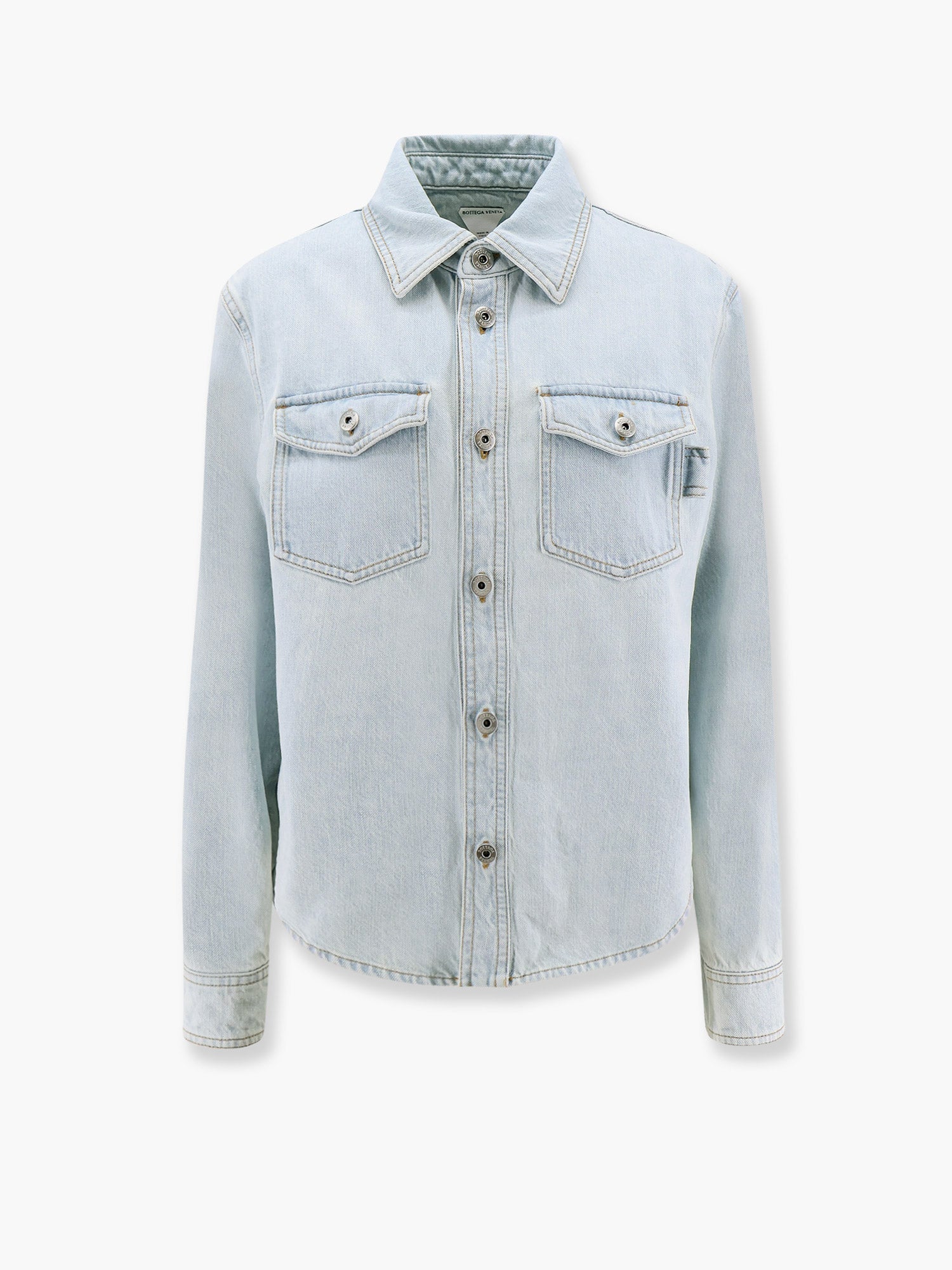 Bottega Veneta Women Denim Shirt With Extra Bleach Wash