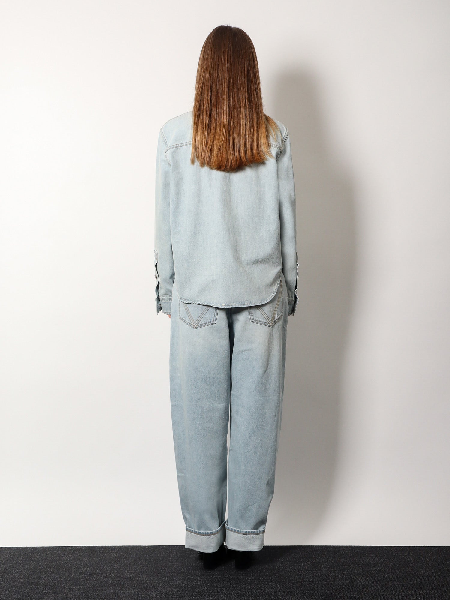 Bottega Veneta Women Denim Shirt With Extra Bleach Wash