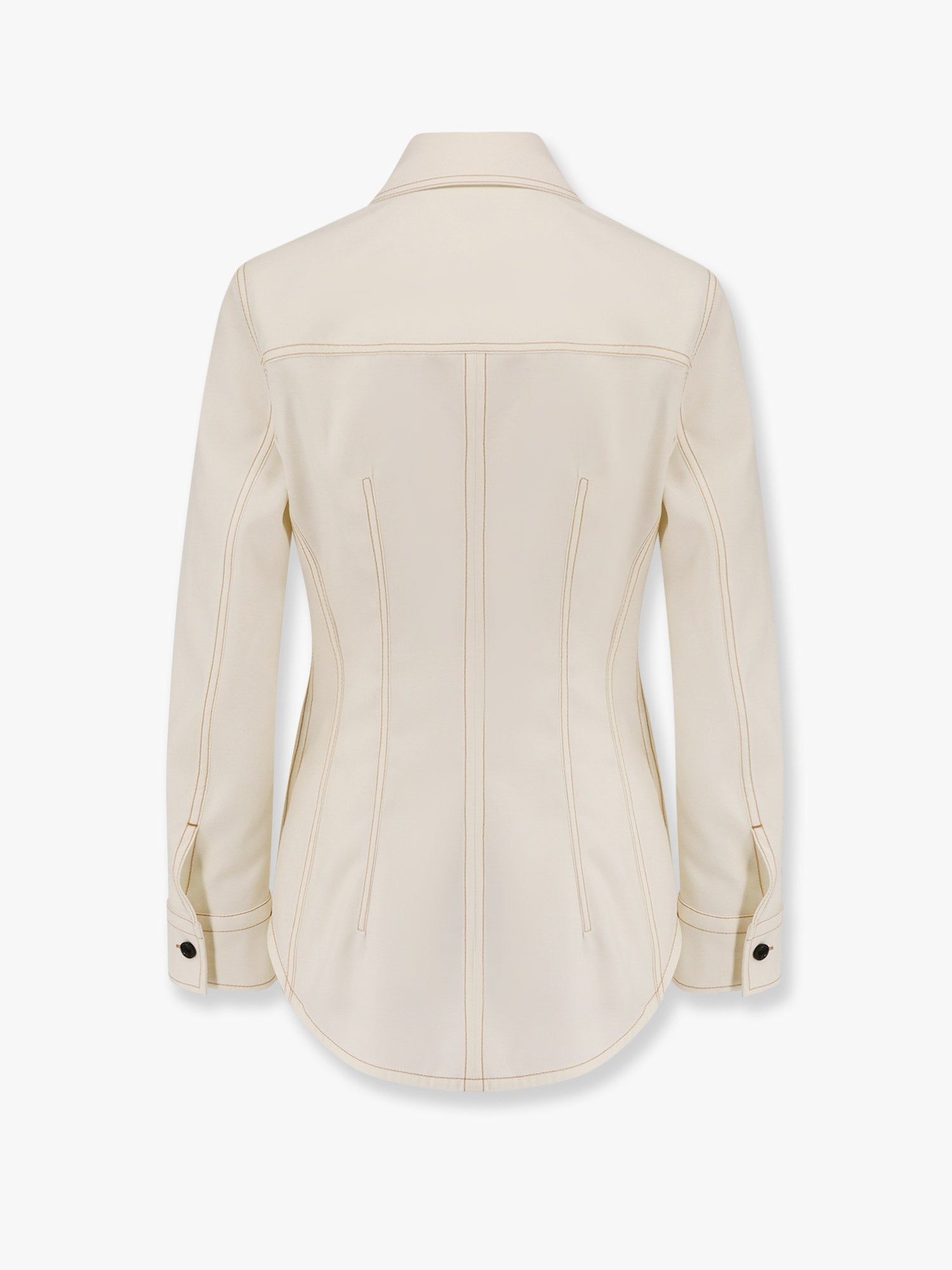 Bottega Veneta Women Traverl Light Wool Shirt With Maxi Pointed Collar