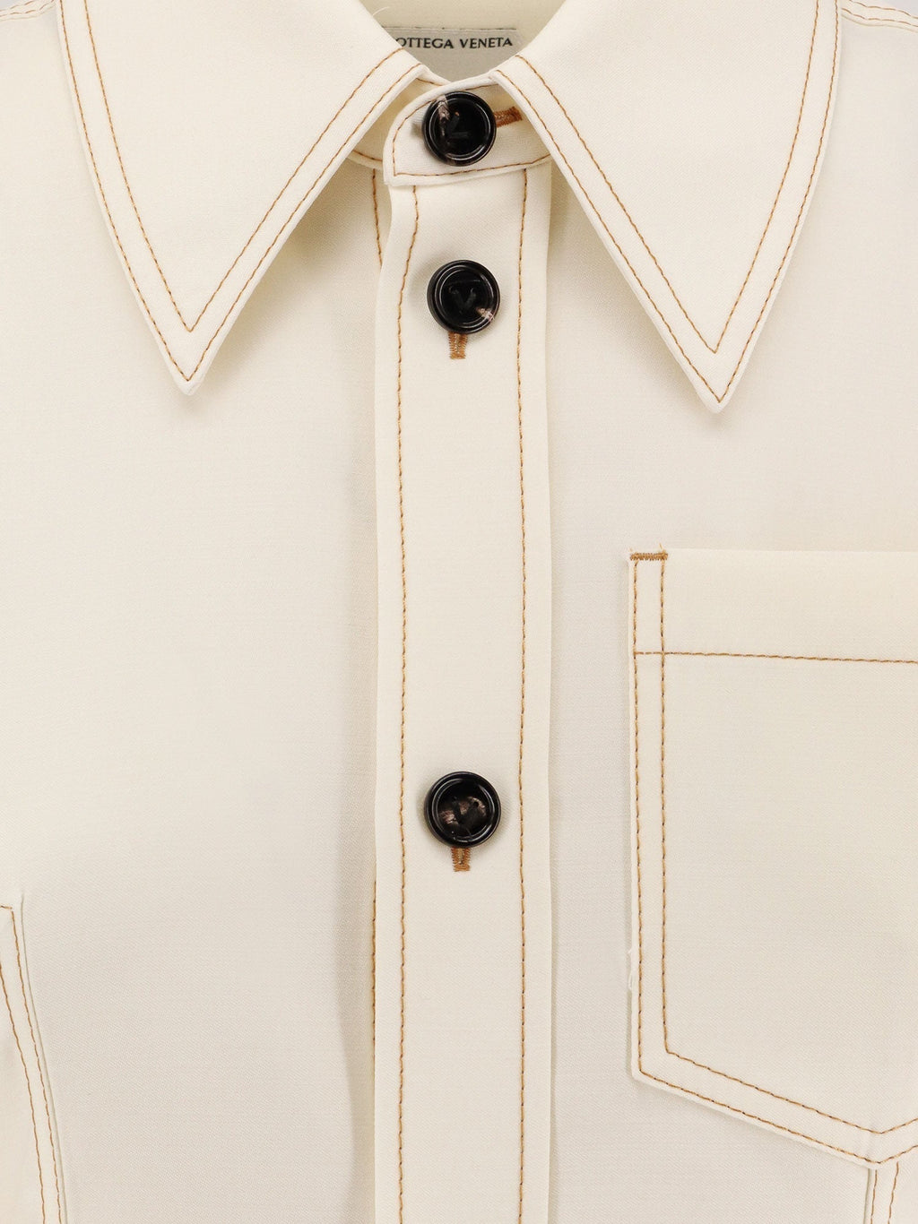 Bottega Veneta Women Traverl Light Wool Shirt With Maxi Pointed Collar