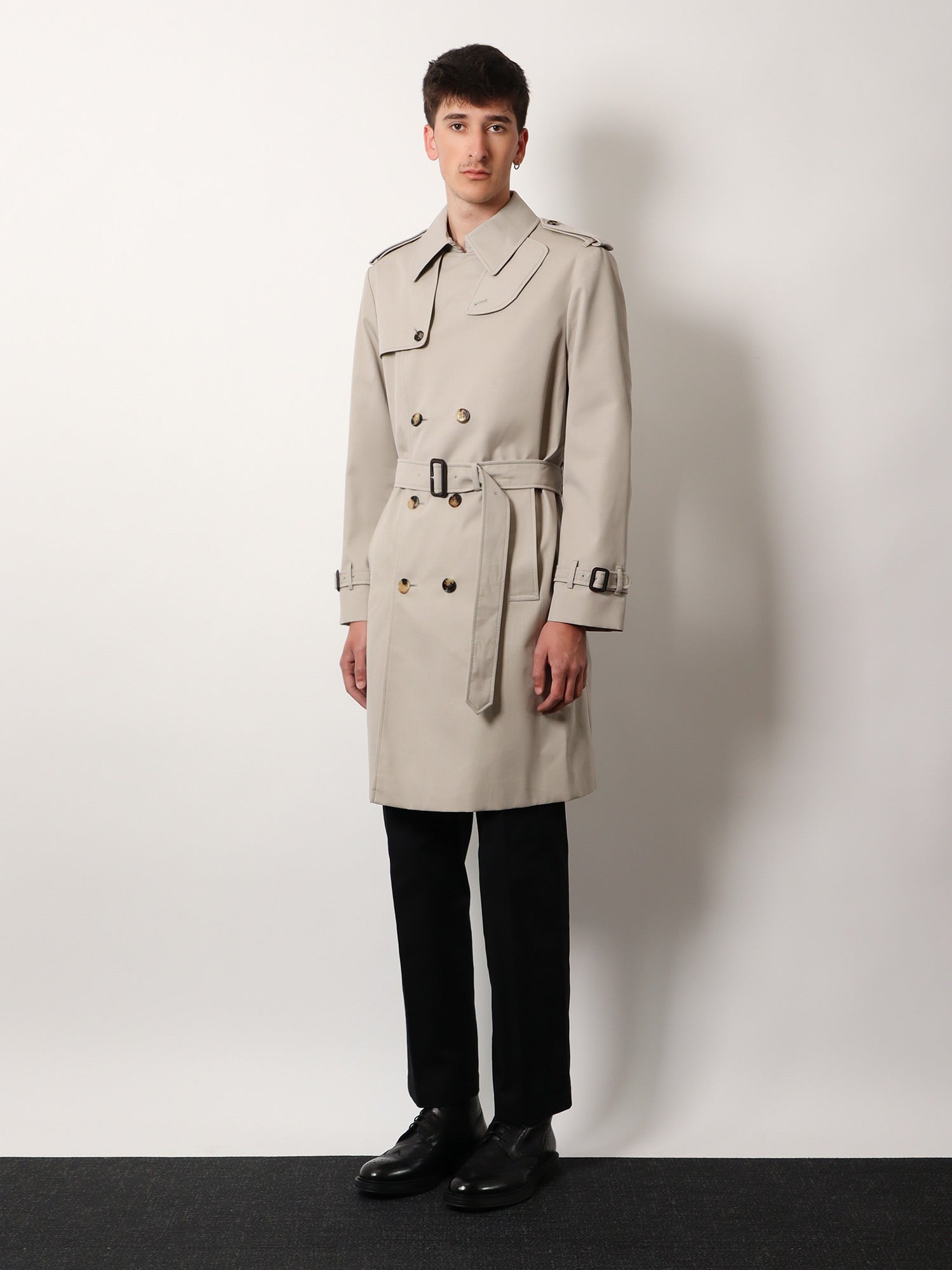 Burberry Men Cotton Blend Trench With Check Lining