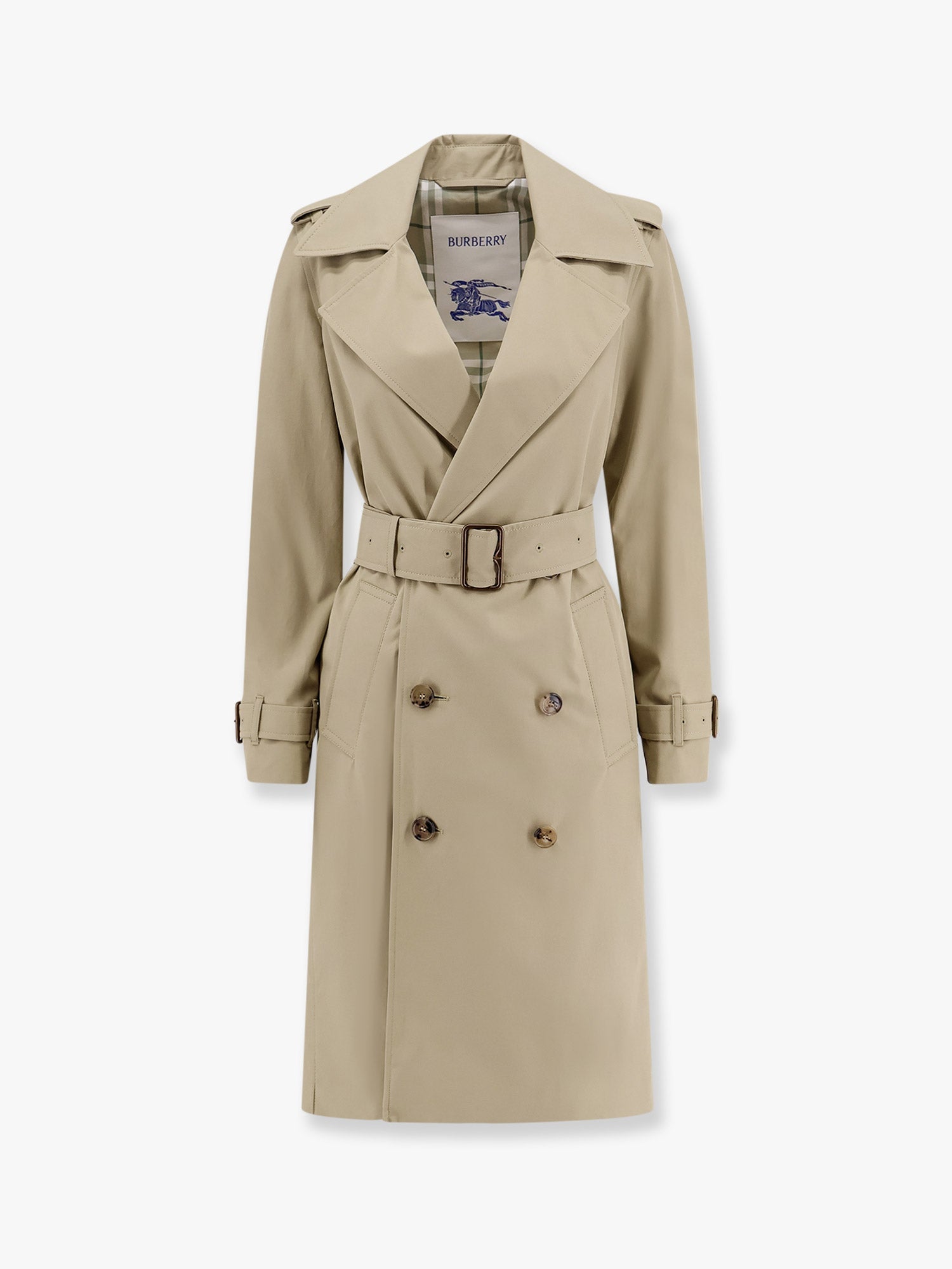 Burberry Women Organic Cotton Trench With Check Lining
