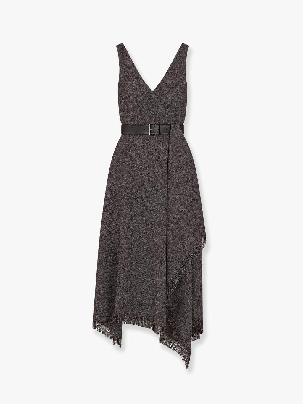 Dior Women Virgin Wool Tweed Dress With Leather Belt