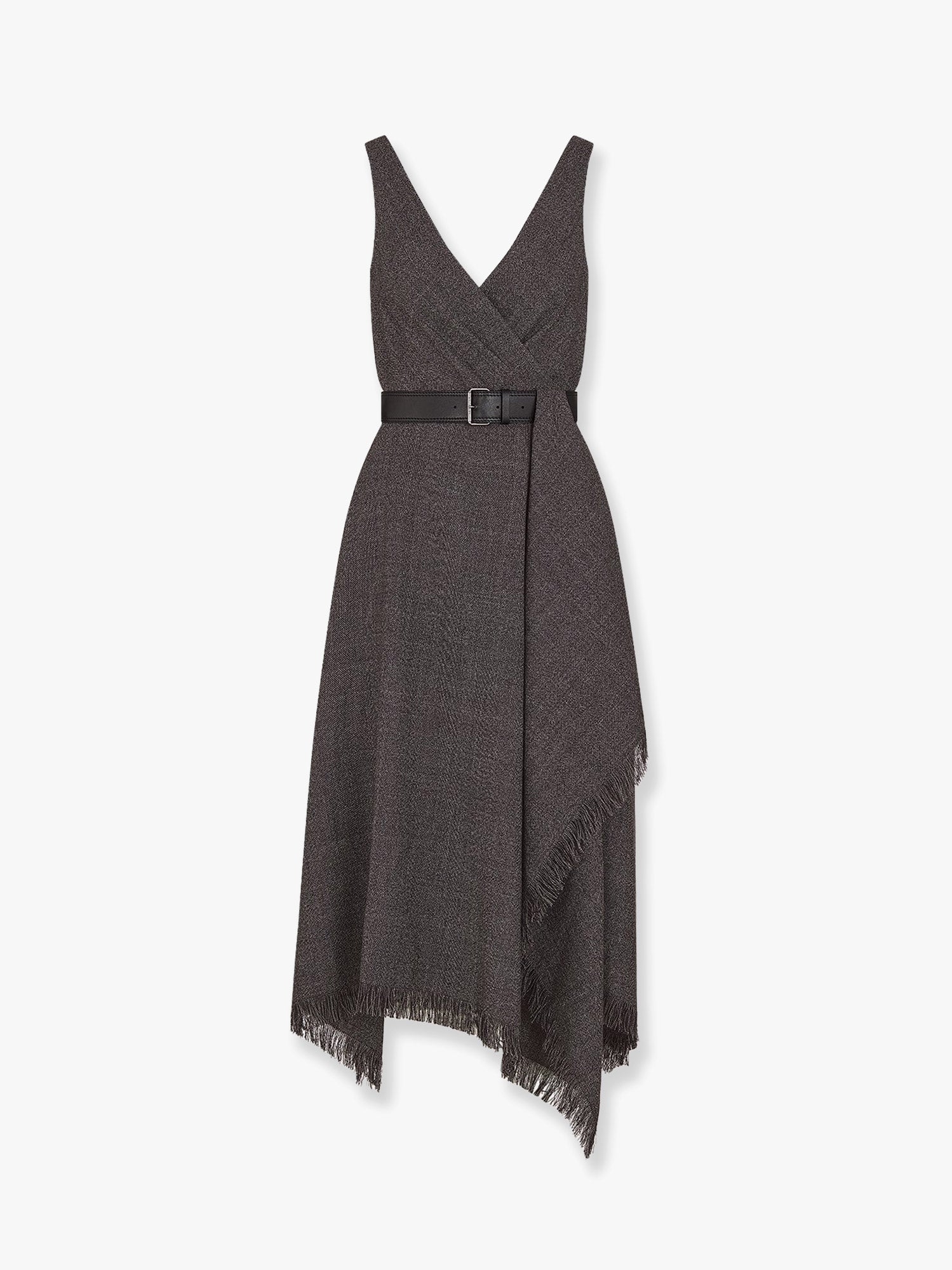 Dior Women Virgin Wool Tweed Dress With Leather Belt