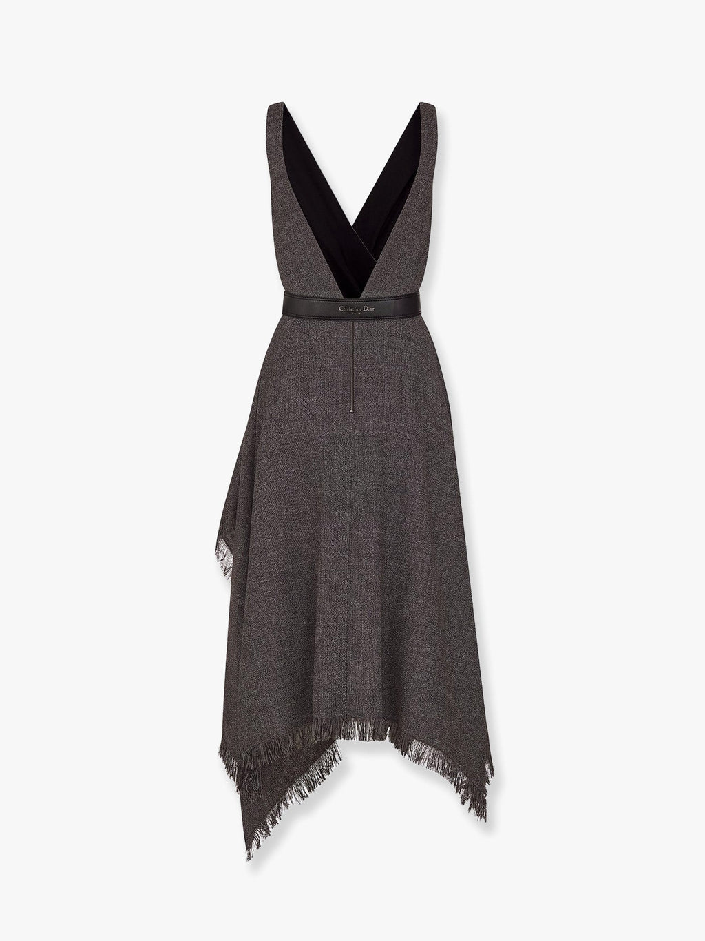 Dior Women Virgin Wool Tweed Dress With Leather Belt