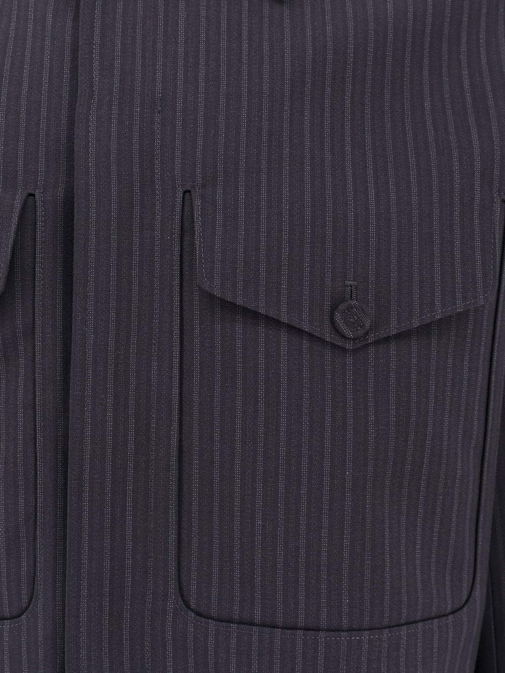 Dior Men Striped Wool Blazer With Semi-French Collar