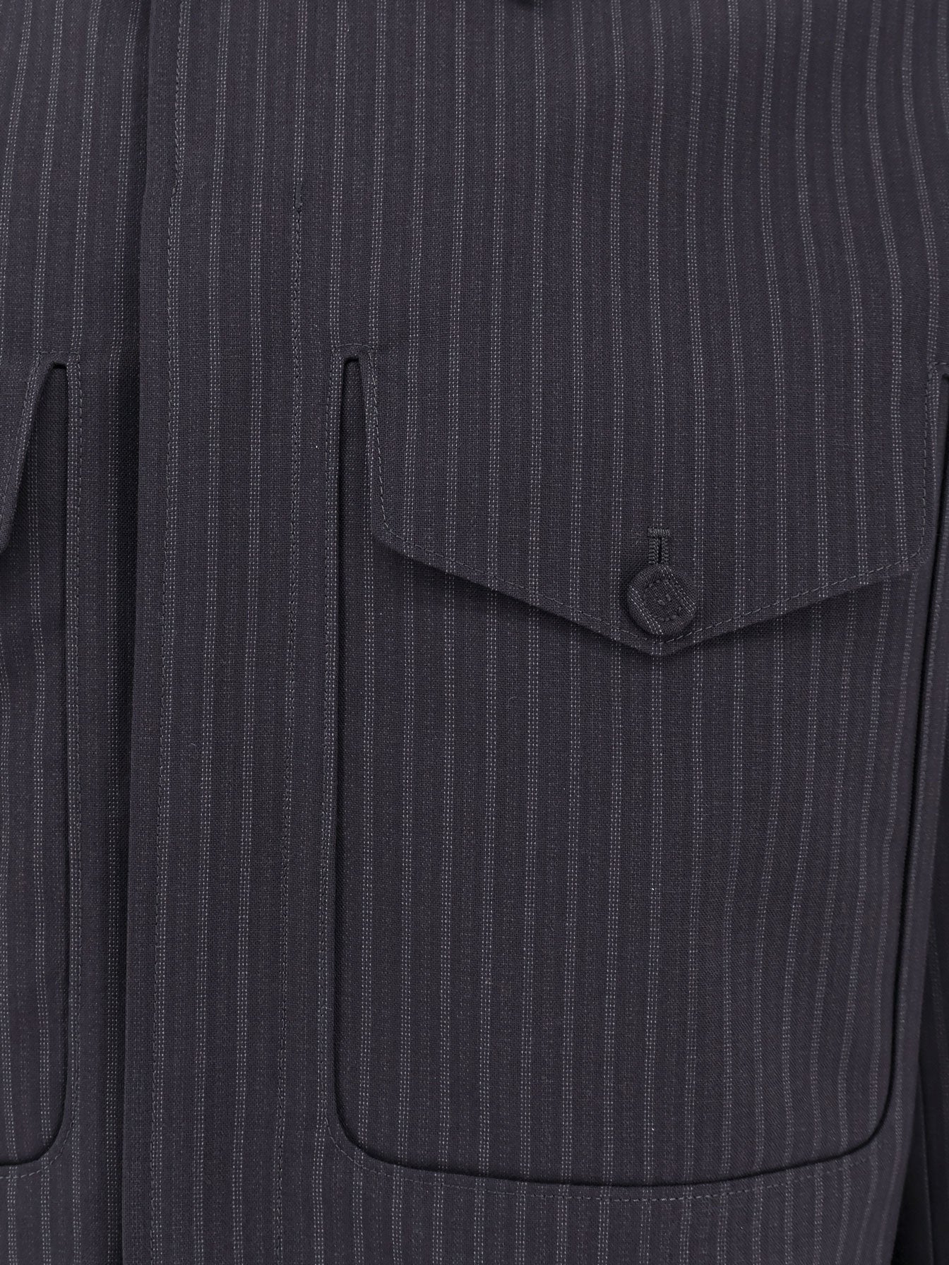 Dior Men Striped Wool Blazer With Semi-French Collar