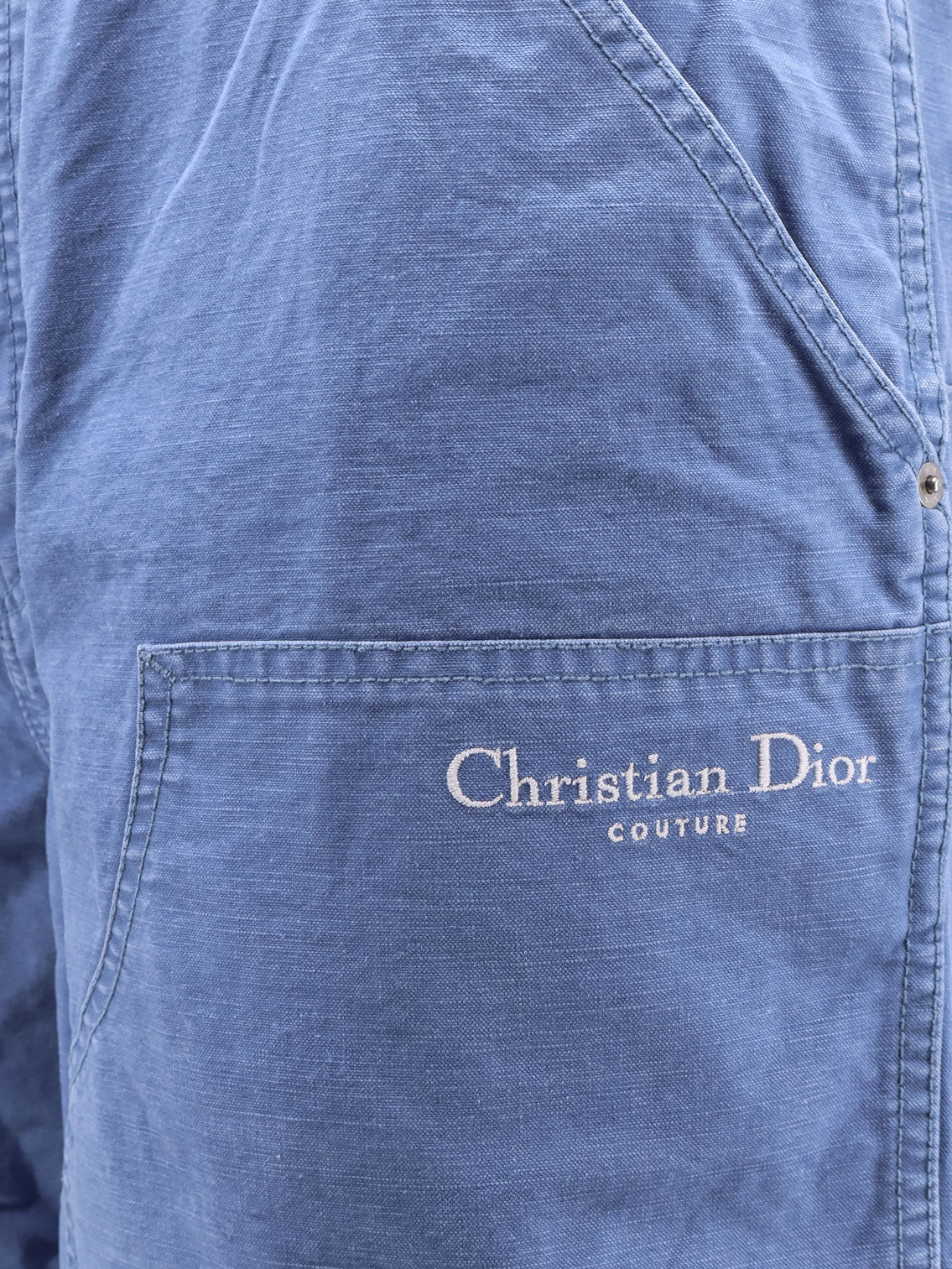 Dior Men Cotton Bermuda Shorts With Lateral Maxi Pockets