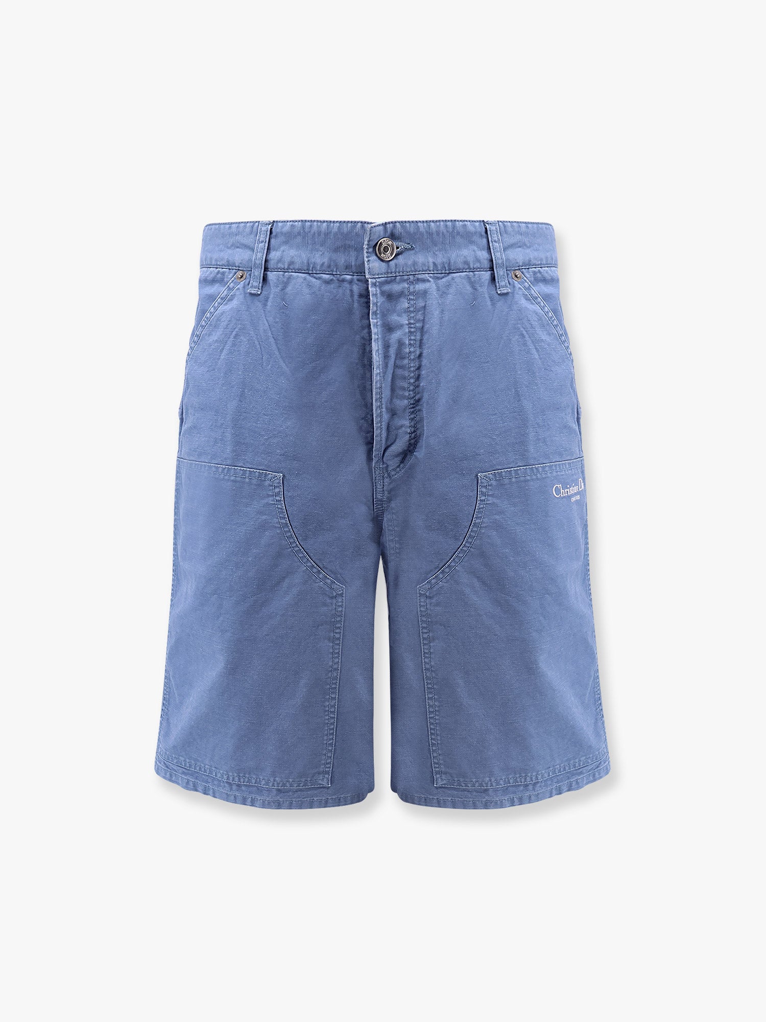 Dior Men Cotton Bermuda Shorts With Lateral Maxi Pockets