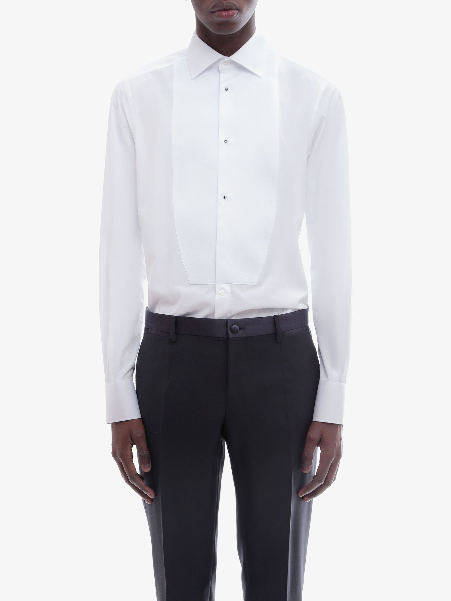 Dolce & Gabbana Men Cotton Shirt With Frontal Plastron
