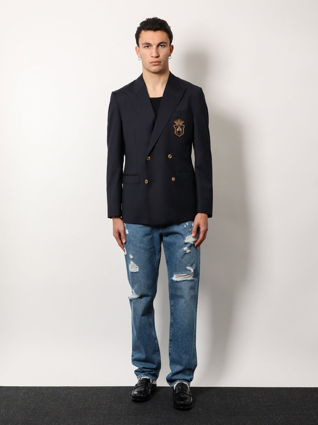Dolce & Gabbana Men Cotton Jeans With Rippings Detail